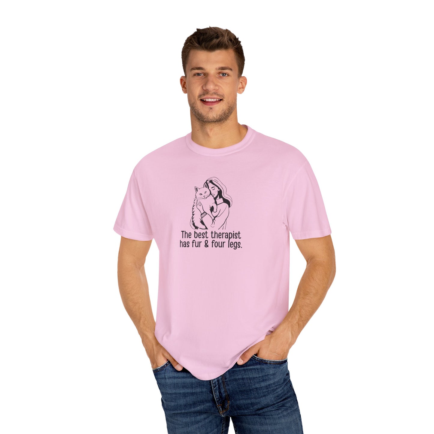 Cute Animal Therapy Unisex T-Shirt - "The Best Therapist Has Fur & Four Legs"