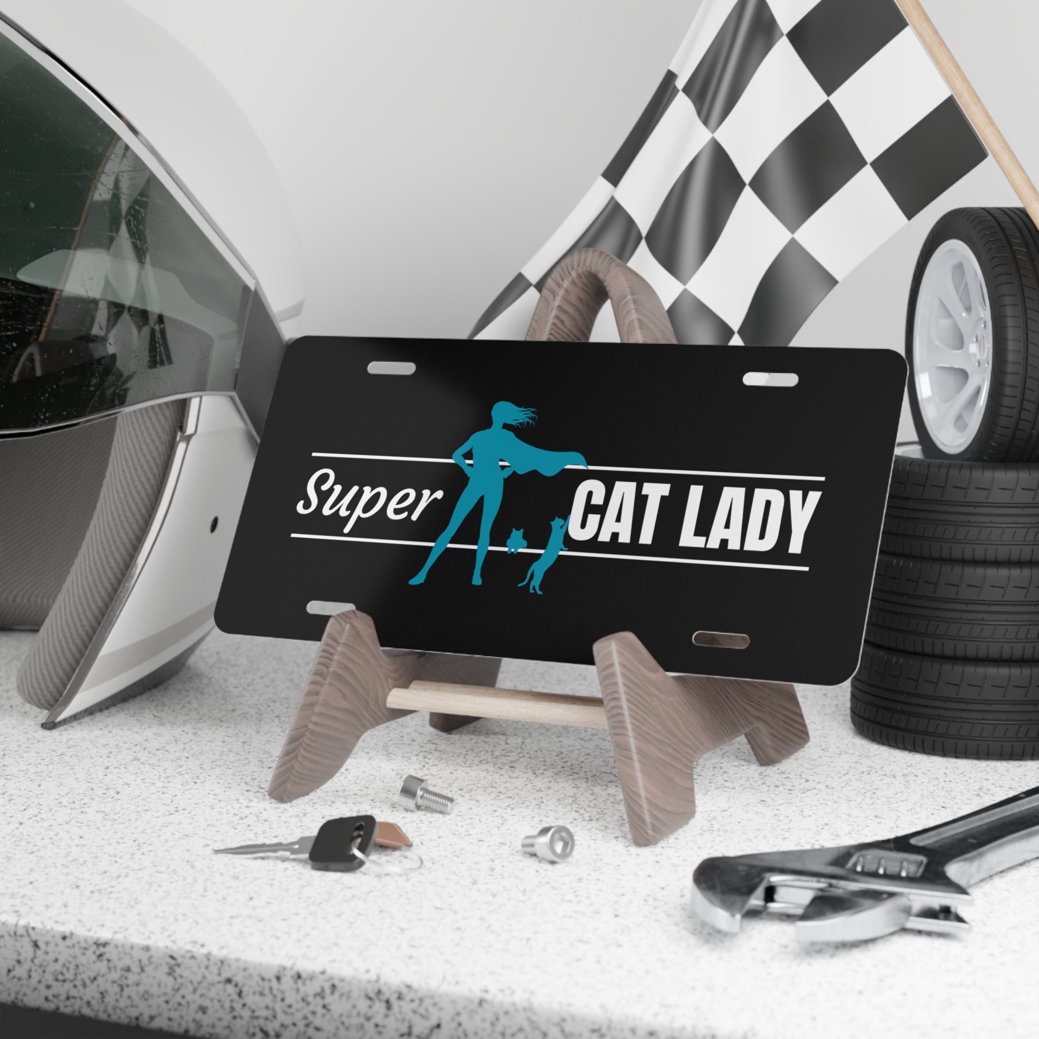 Photo depicting the Super Cat Lady Vanity Plate from EpiAl's Shop.