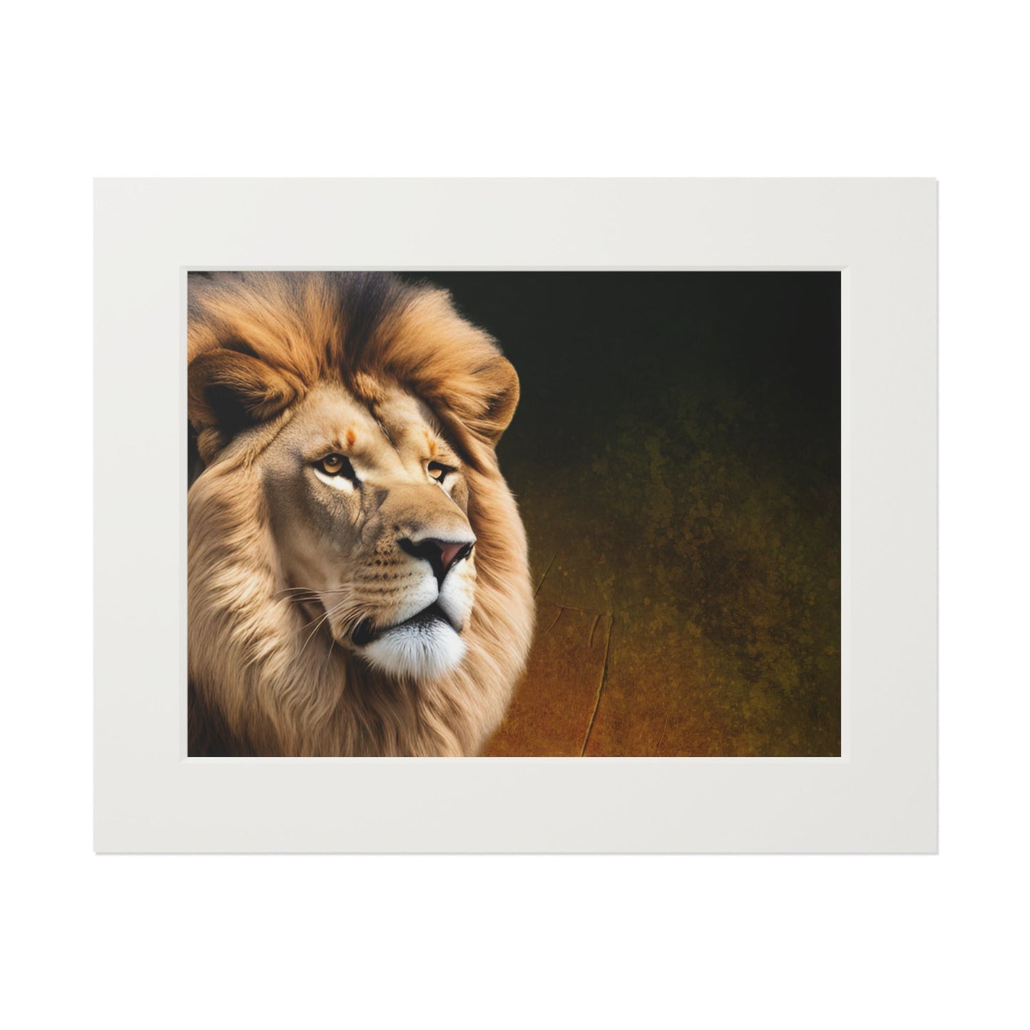 Majestic Lion Fine Art Print with Passepartout Frame Printify