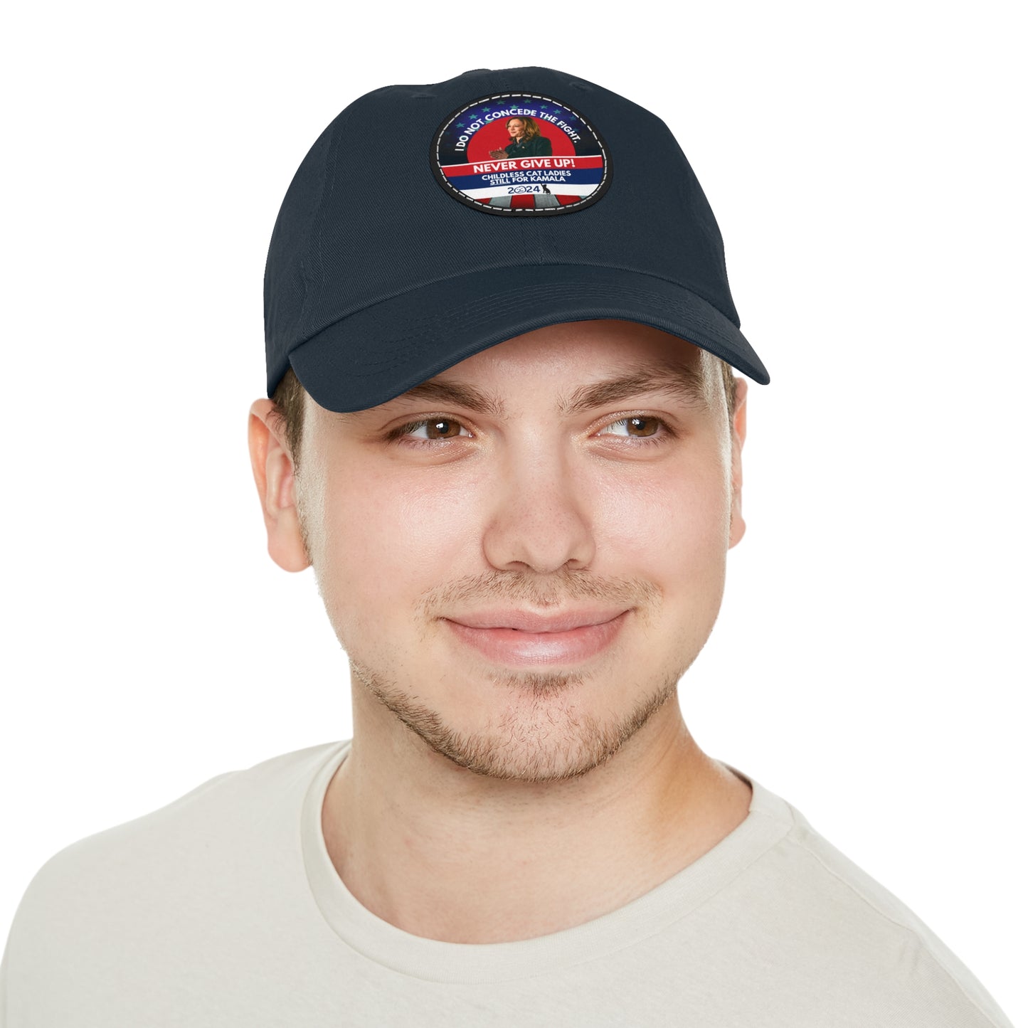 Never Give Up - Kamala Dad Hat with Leather Patch