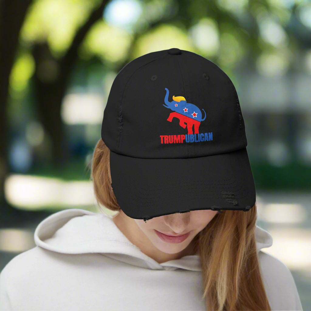 Trumpublican Unisex Distressed Cap Printify