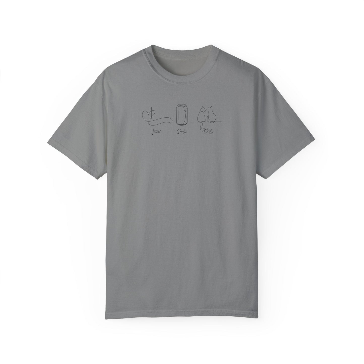 Jesus, Soda, Cats Unisex Garment-Dyed T-Shirt Printify