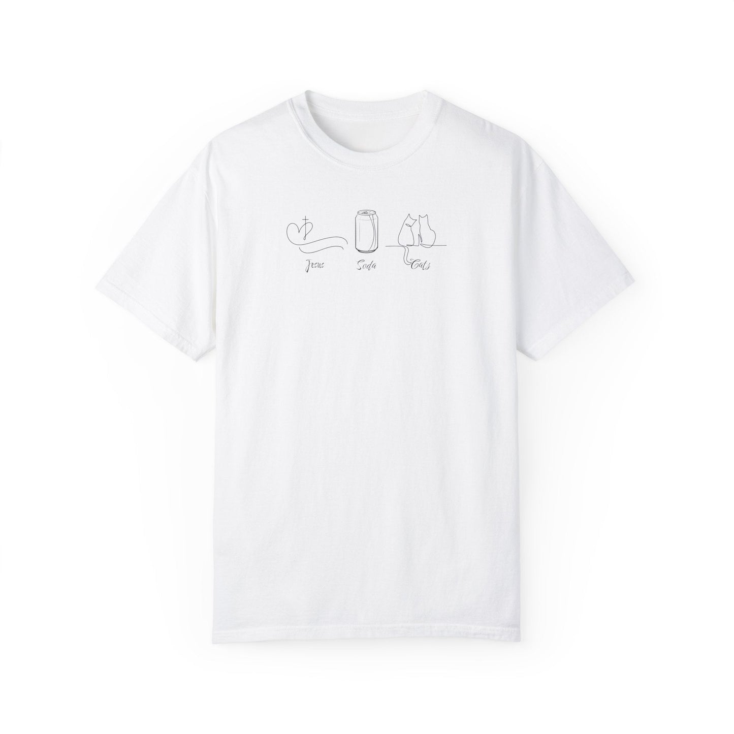 Jesus, Soda, Cats Unisex Garment-Dyed T-Shirt Printify