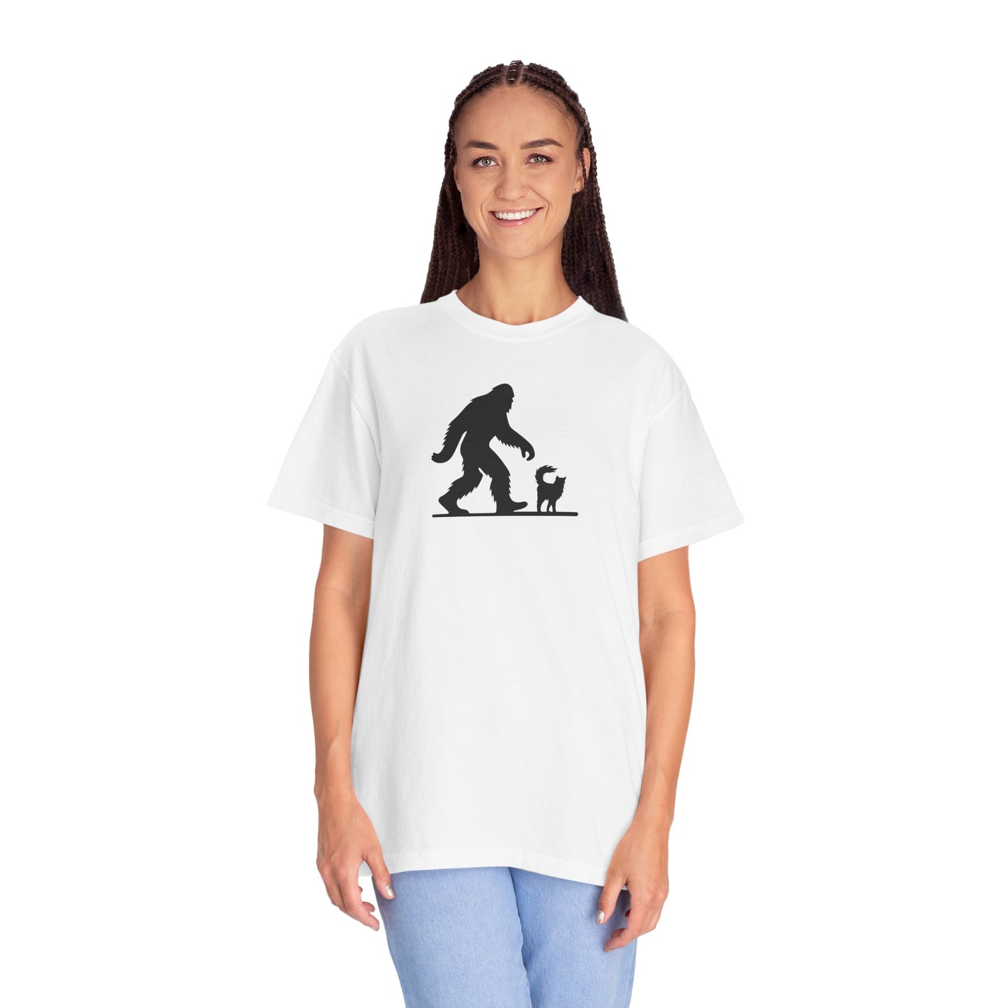 Bigfoot & Cat Unisex Garment-Dyed T-Shirt - Fun Casual Wear