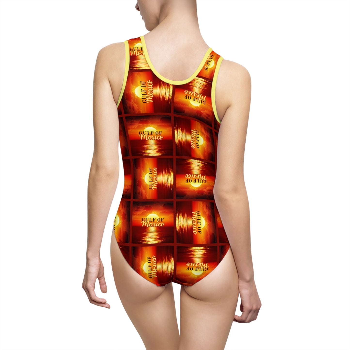 Women’s Classic One-Piece Swimsuit – Gulf of Mexico Sunset Design Printify