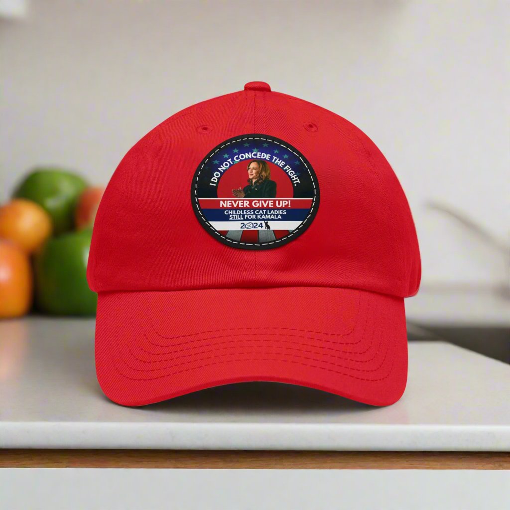 Never Give Up - Kamala Dad Hat with Leather Patch