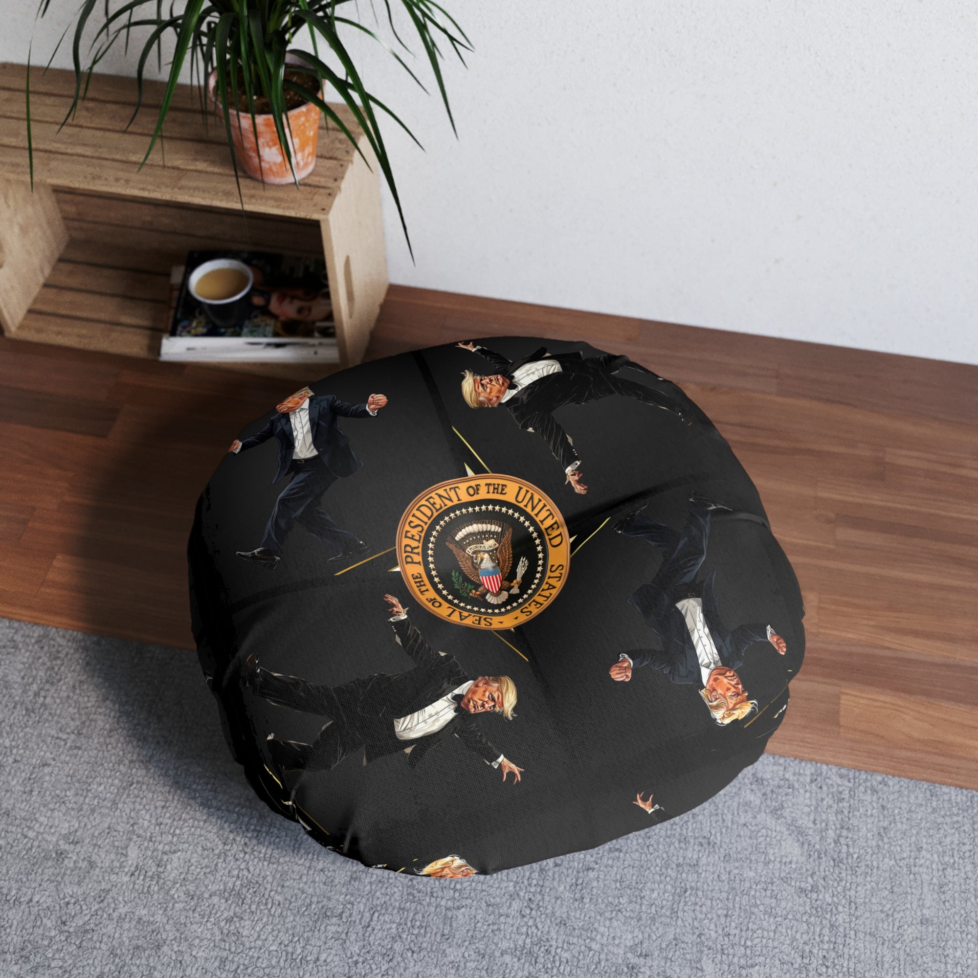 Dancing Donald Novelty Tufted Floor Pillow, Round