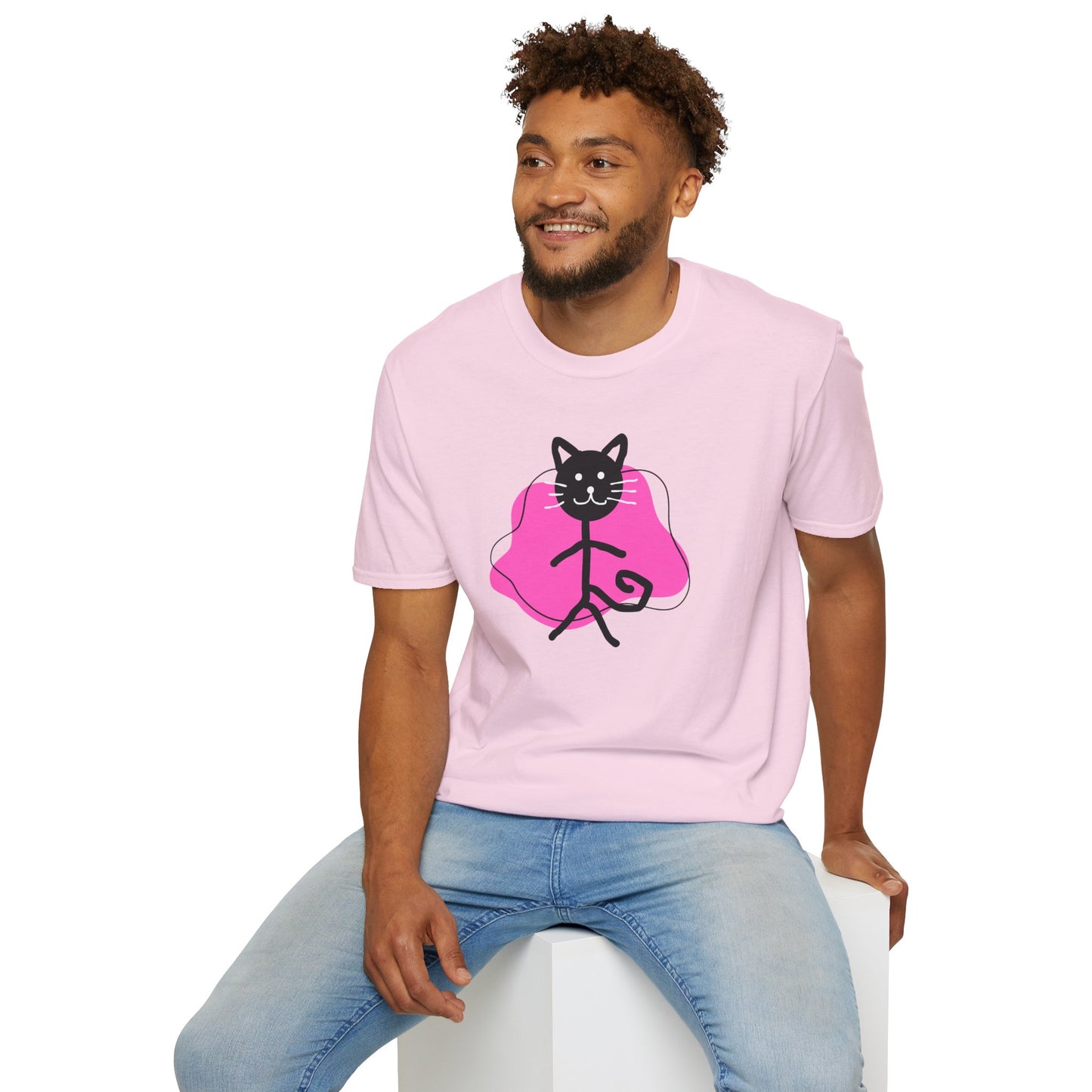 Playful Cat Graphic T-Shirt – Unisex Softstyle Tee for Cat Lovers