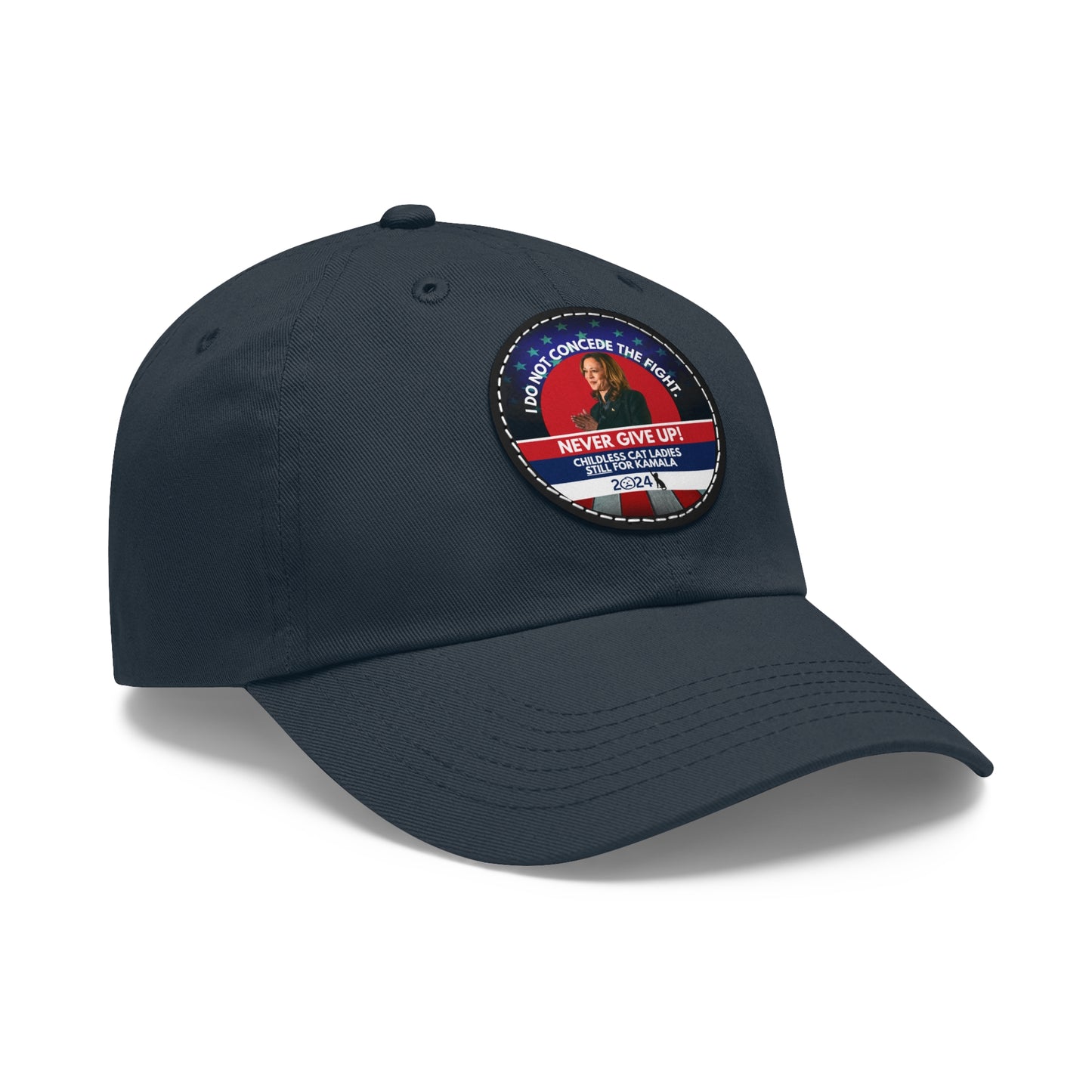 Never Give Up - Kamala Dad Hat with Leather Patch