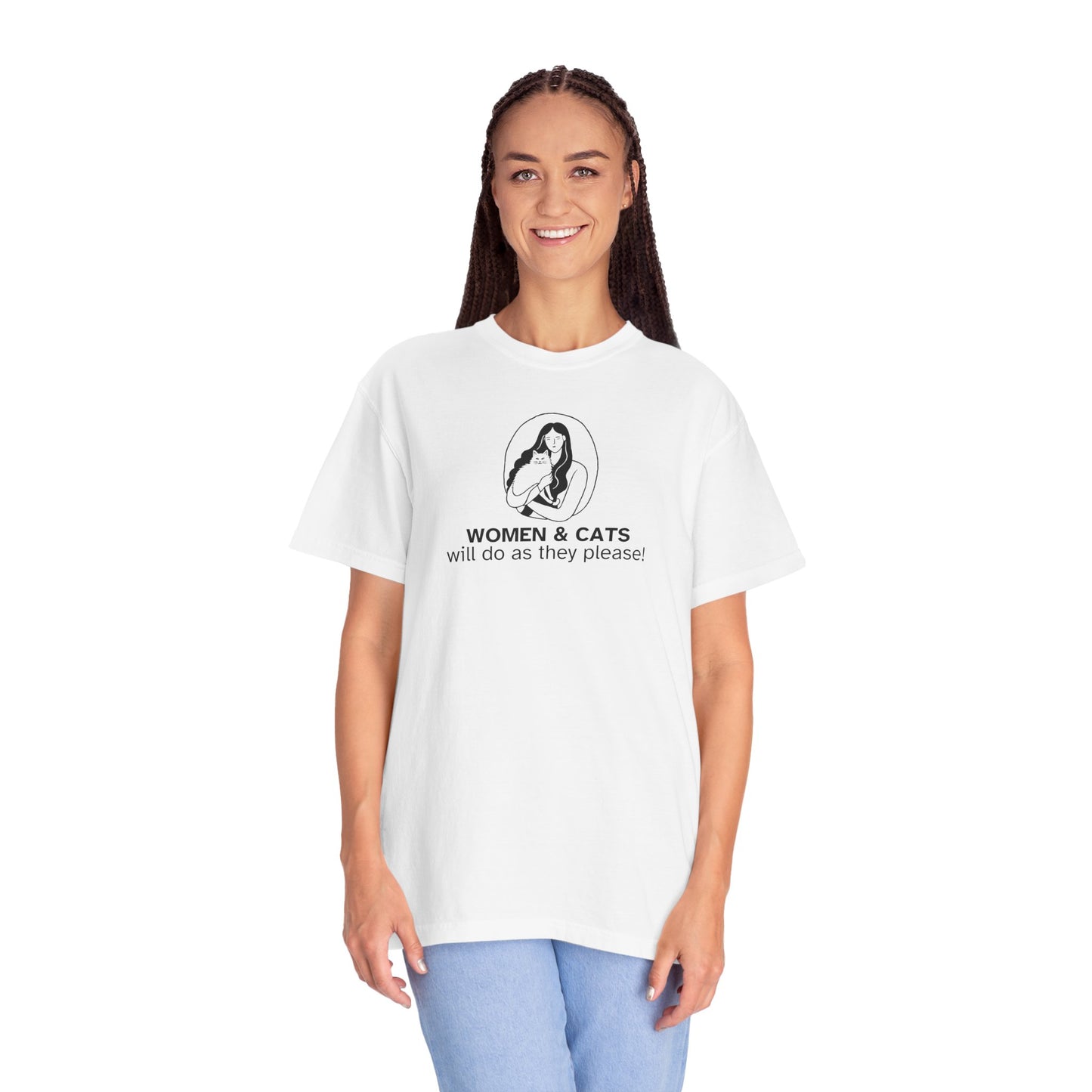 Women & Cats Graphic T-Shirt - Unisex Garment-Dyed Tee
