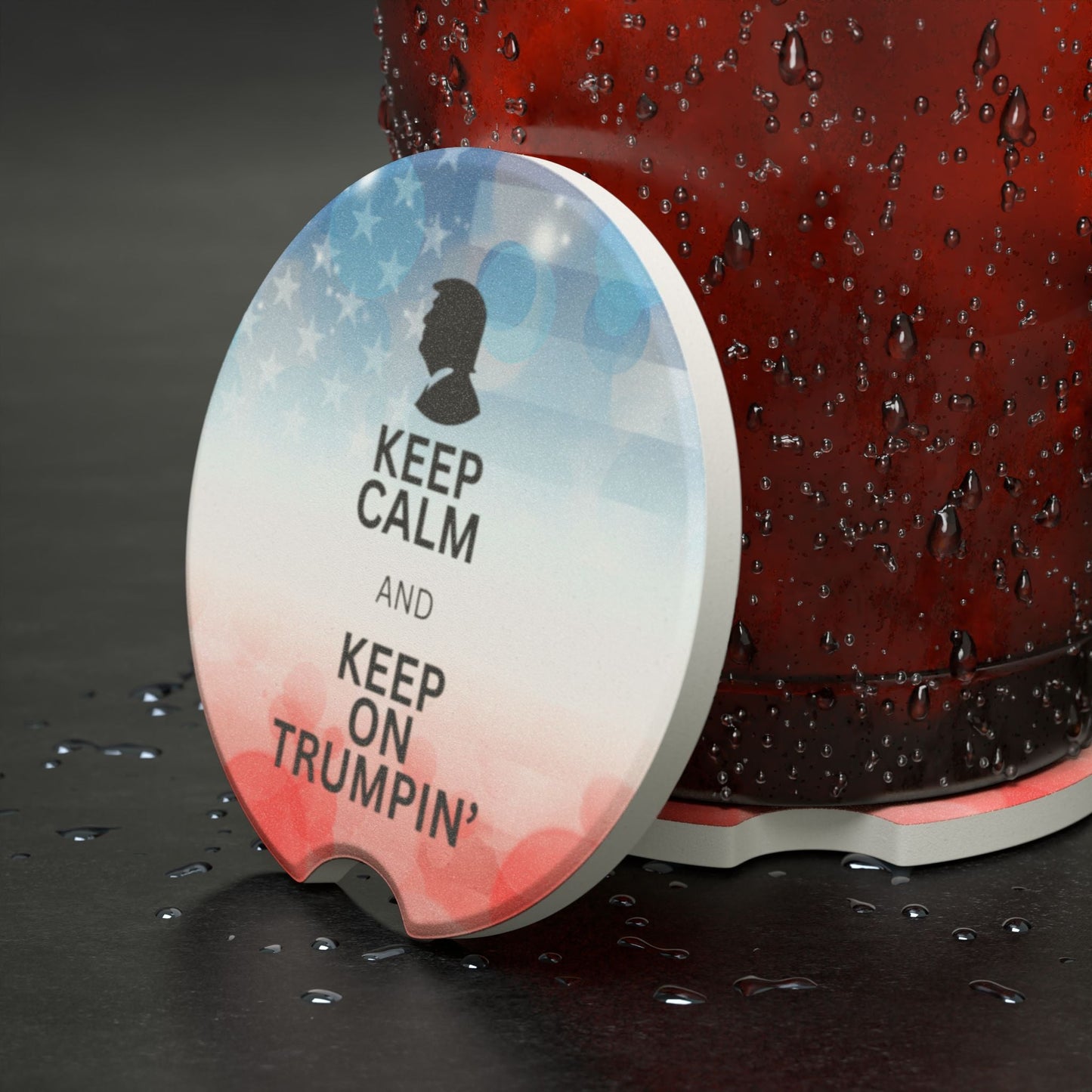 Keep Calm and Keep on Trumpin' Soapstone Car Coaster Printify