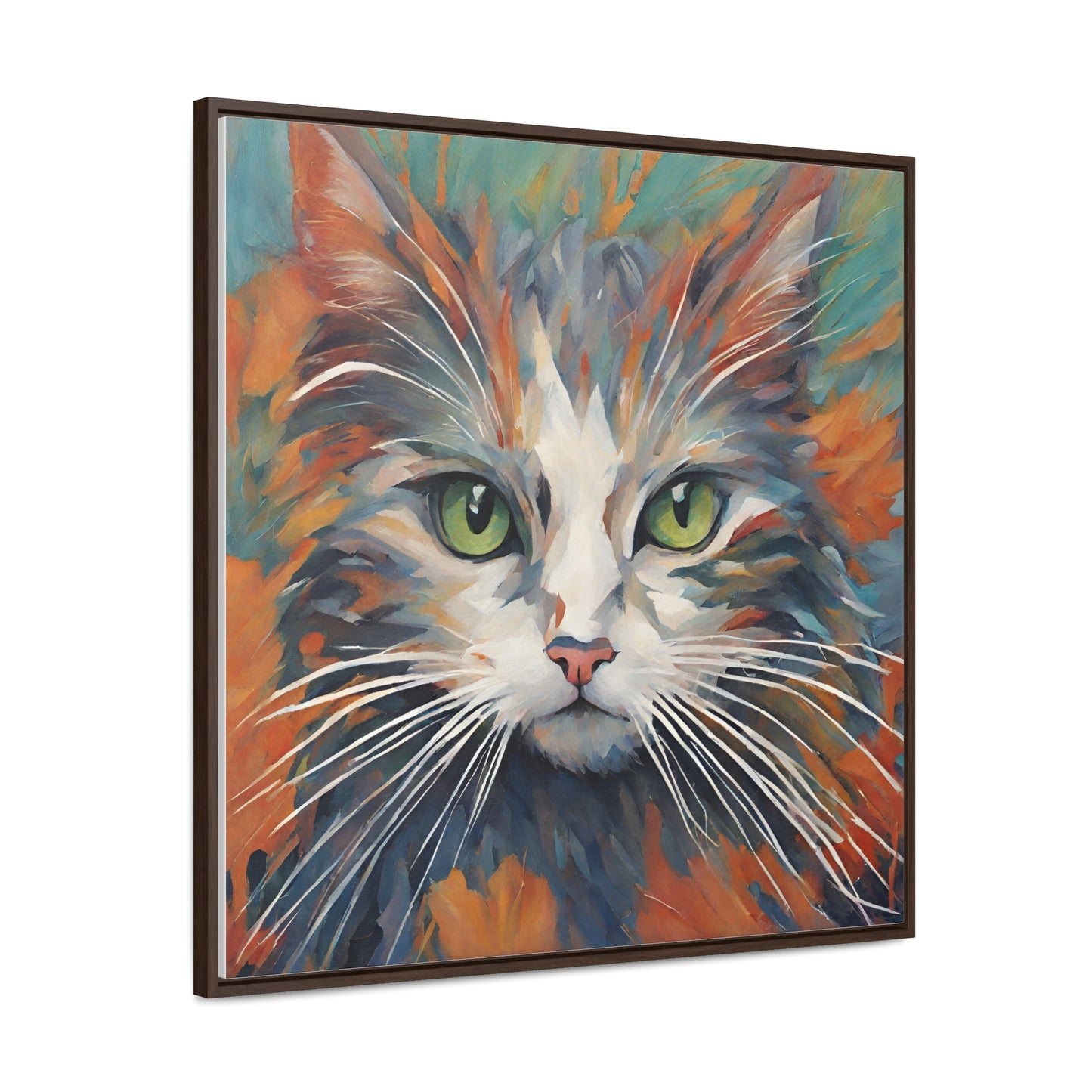 Watercolor Closeup Cat Gallery Canvas Wraps, Square Frame - Canvas - Epileptic Al’s Shop