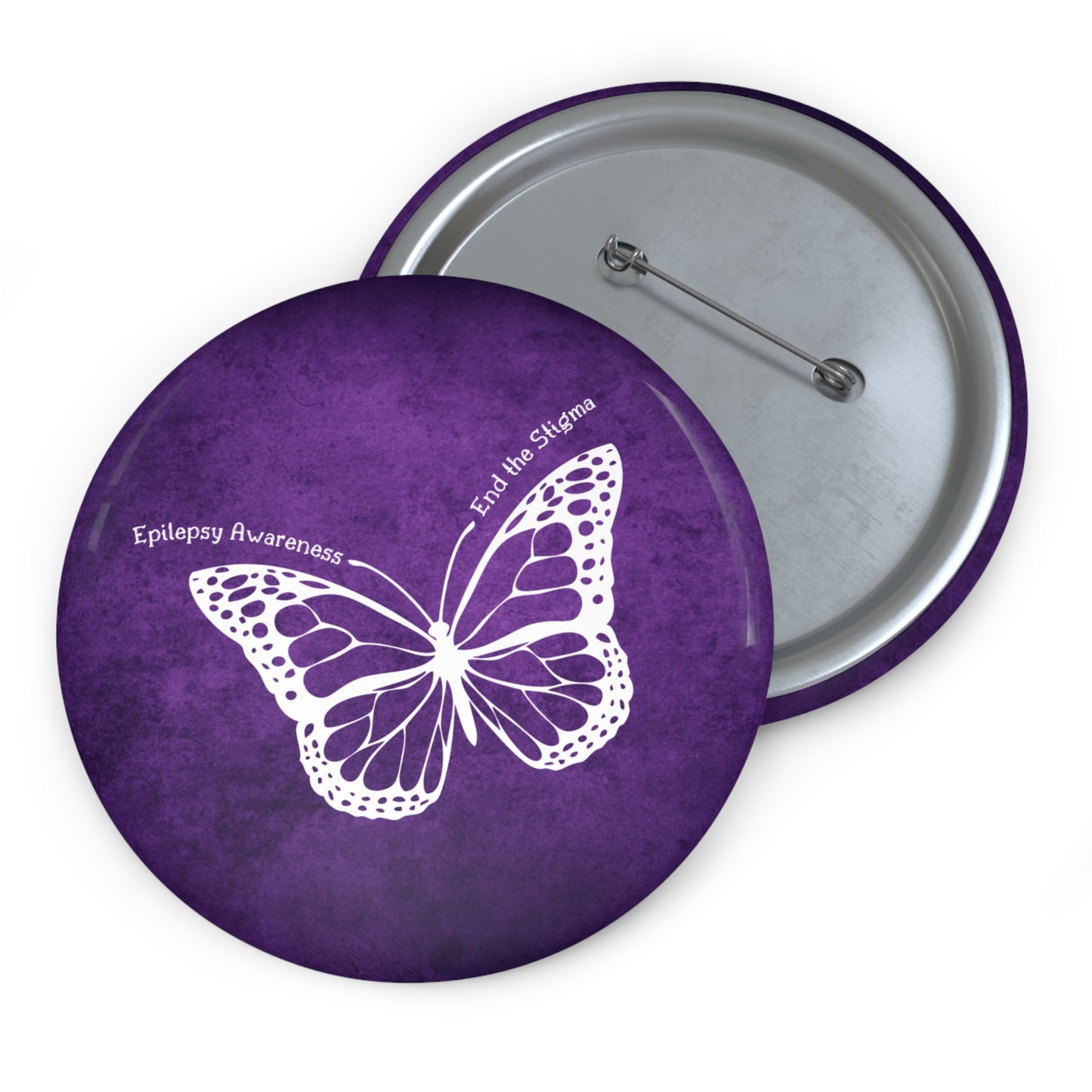 Epilepsy Awareness Custom Pin Buttons - Purple Butterfly Design