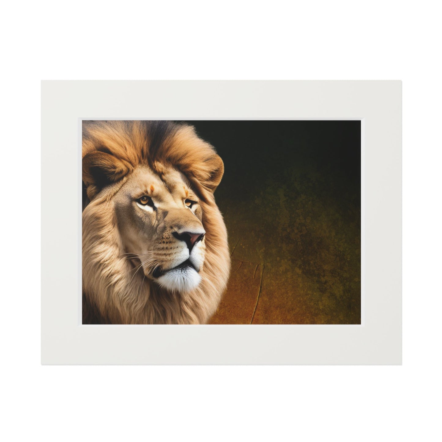 Majestic Lion Fine Art Print with Passepartout Frame Printify