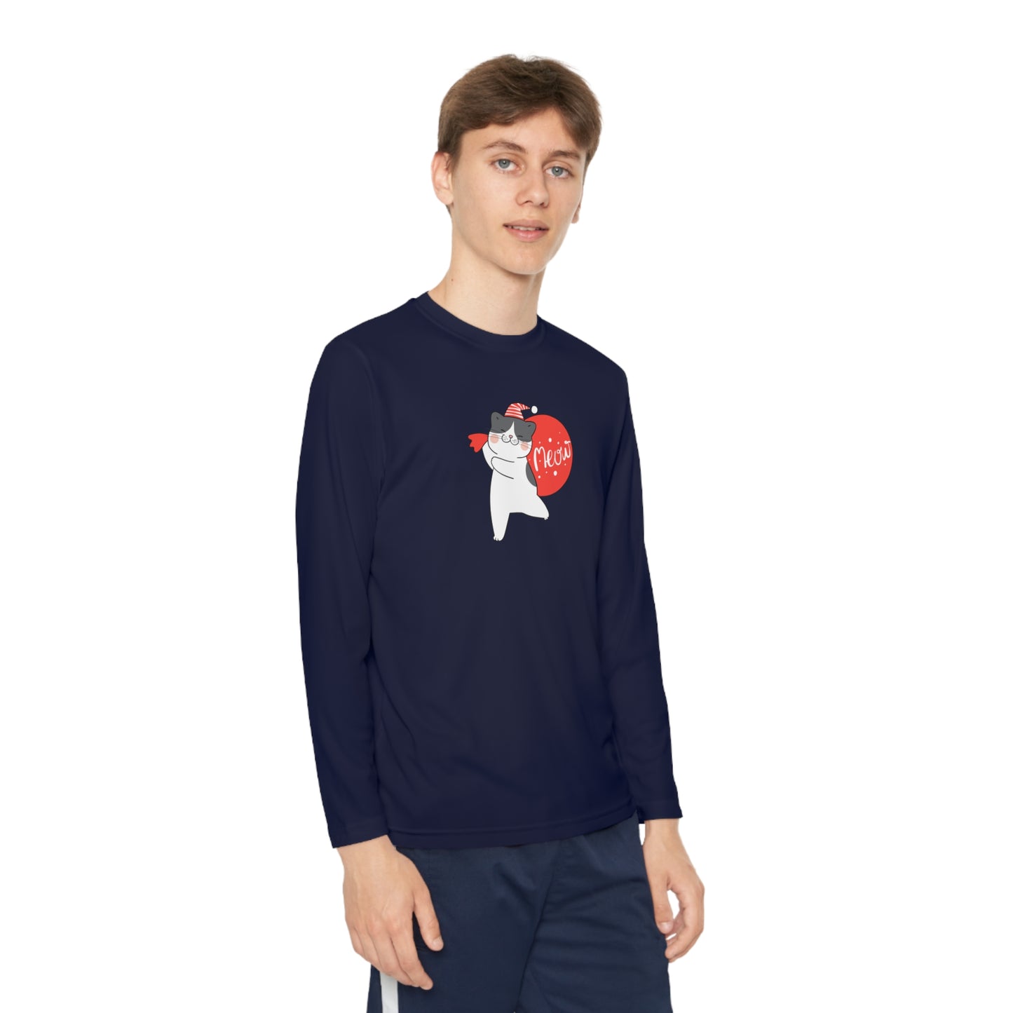Santa Meow Youth Long Sleeve Competitor Tee - Kids clothes - Epileptic Al’s Shop