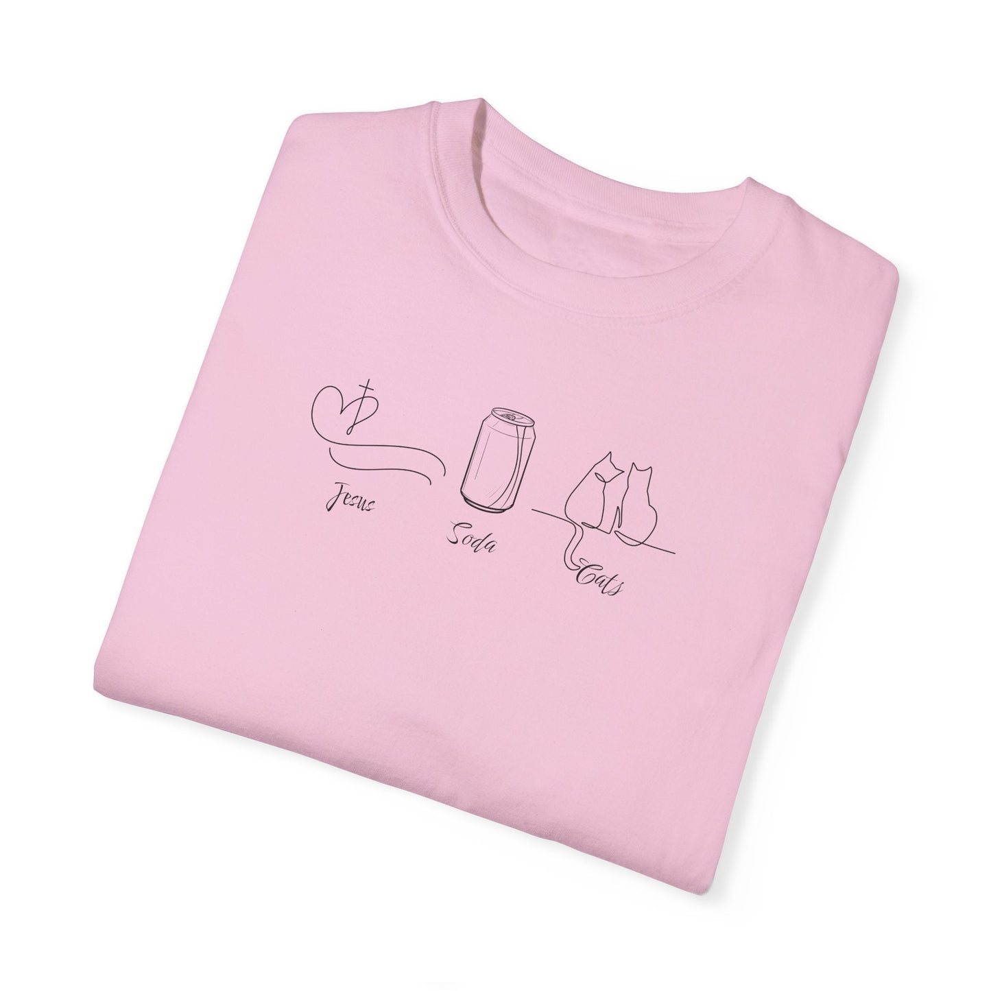 Jesus, Soda, Cats Unisex Garment-Dyed T-Shirt Printify