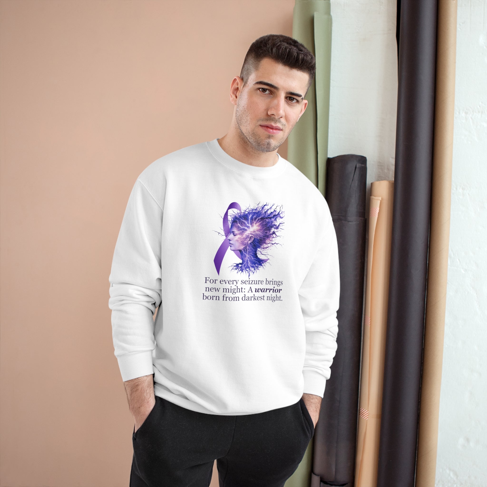Photo depicting the A Warrior is Born Champion Sweatshirt from EpiAl's Shop.