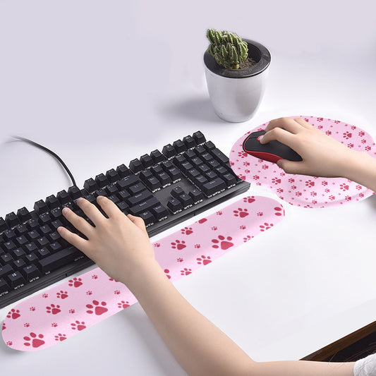 Pink Paws Mouse Pad and Hand Rest Set