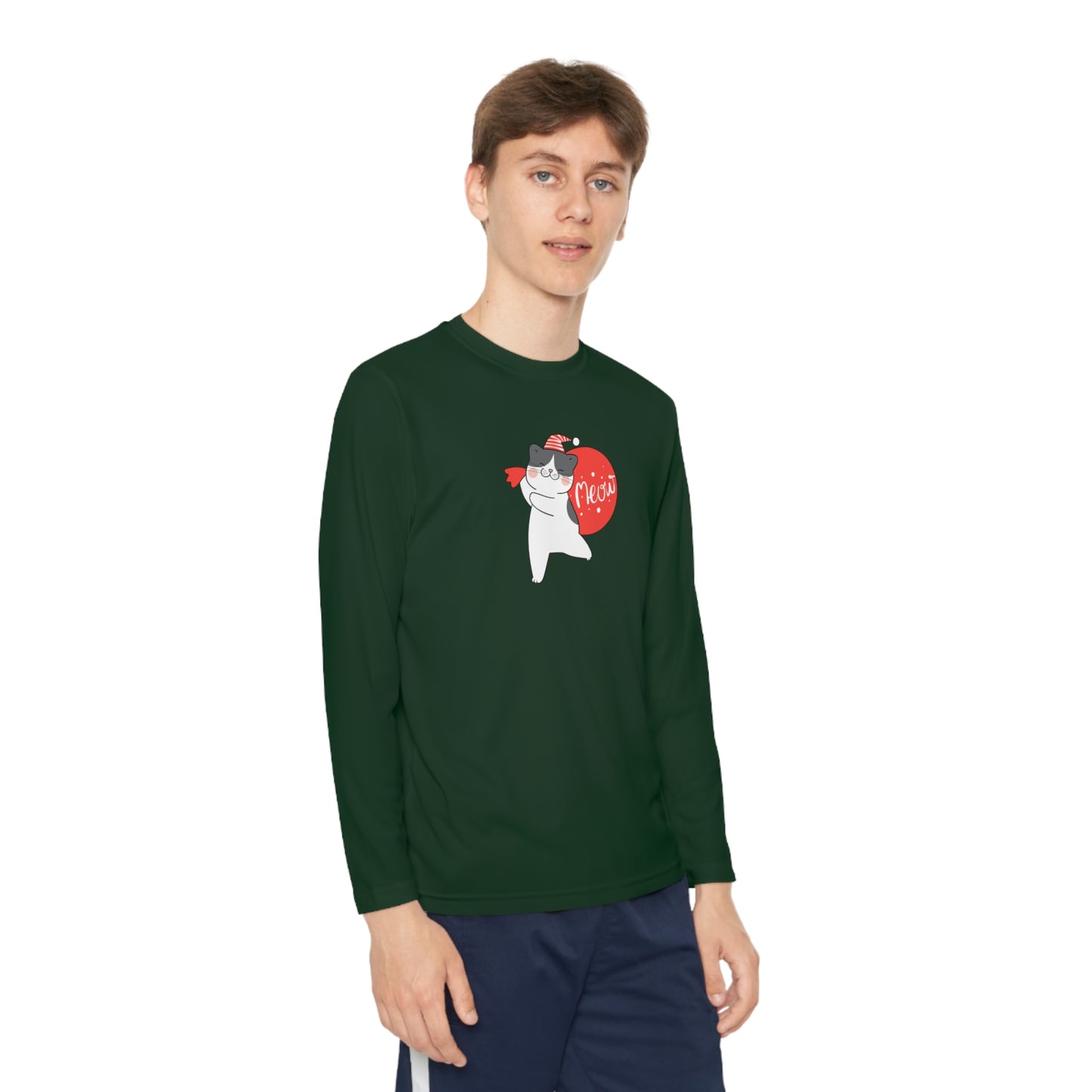 Santa Meow Youth Long Sleeve Competitor Tee - Kids clothes - Epileptic Al’s Shop