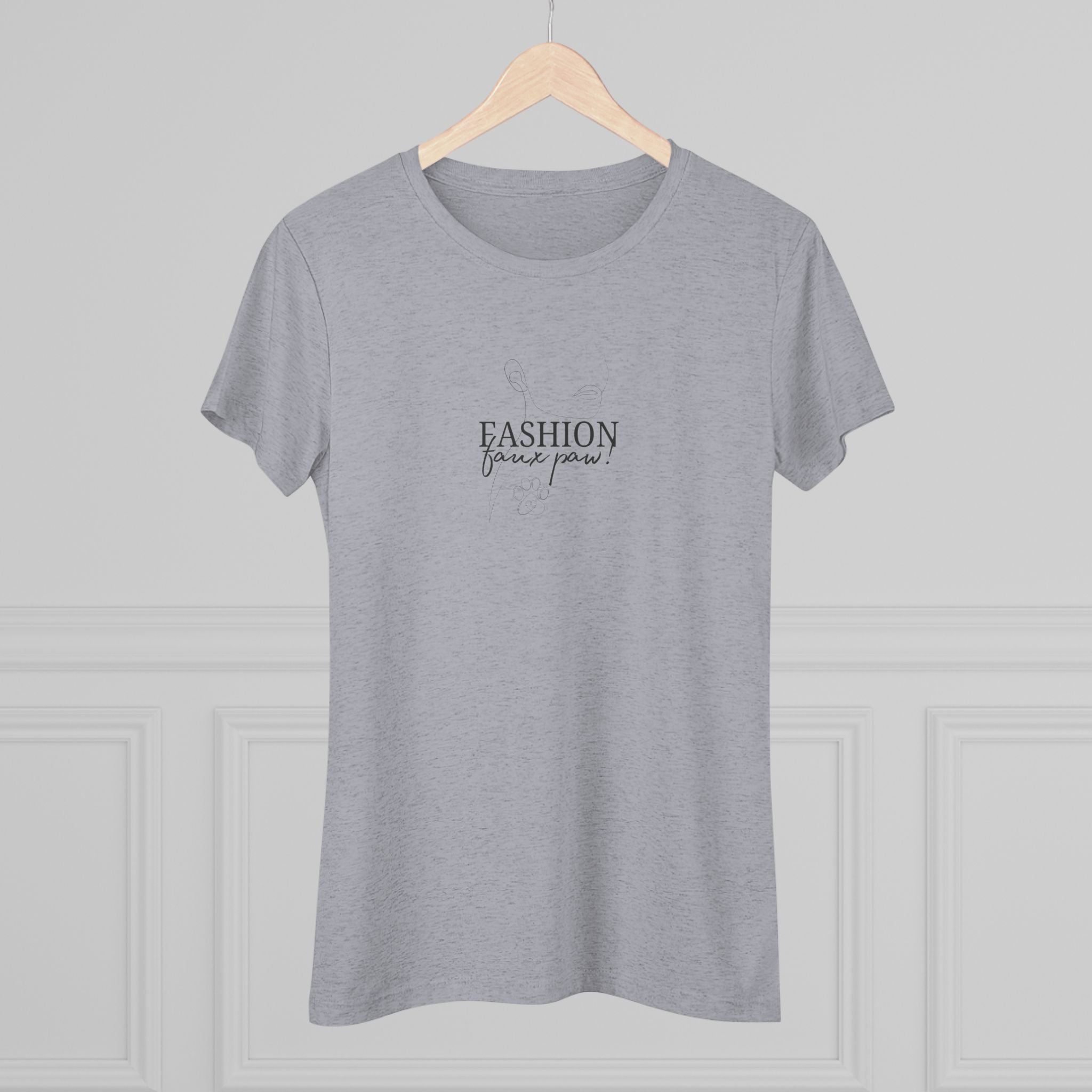 Photo depicting the Fashion Faux Paw Women's Triblend Tee from EpiAl's Shop.