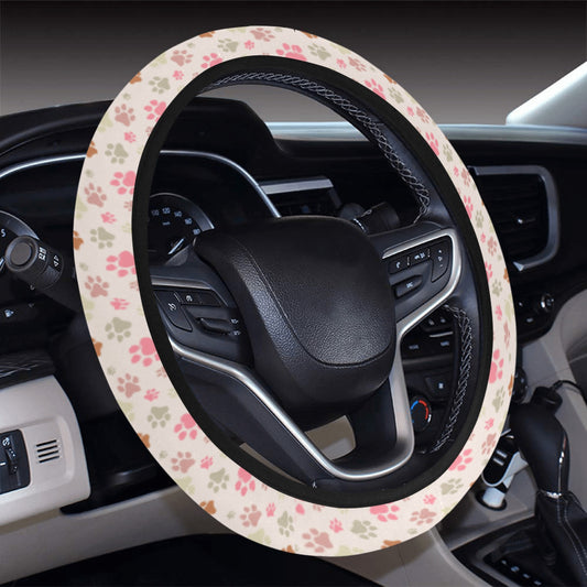 Pink Paws Steering Wheel Cover with Elastic Edge