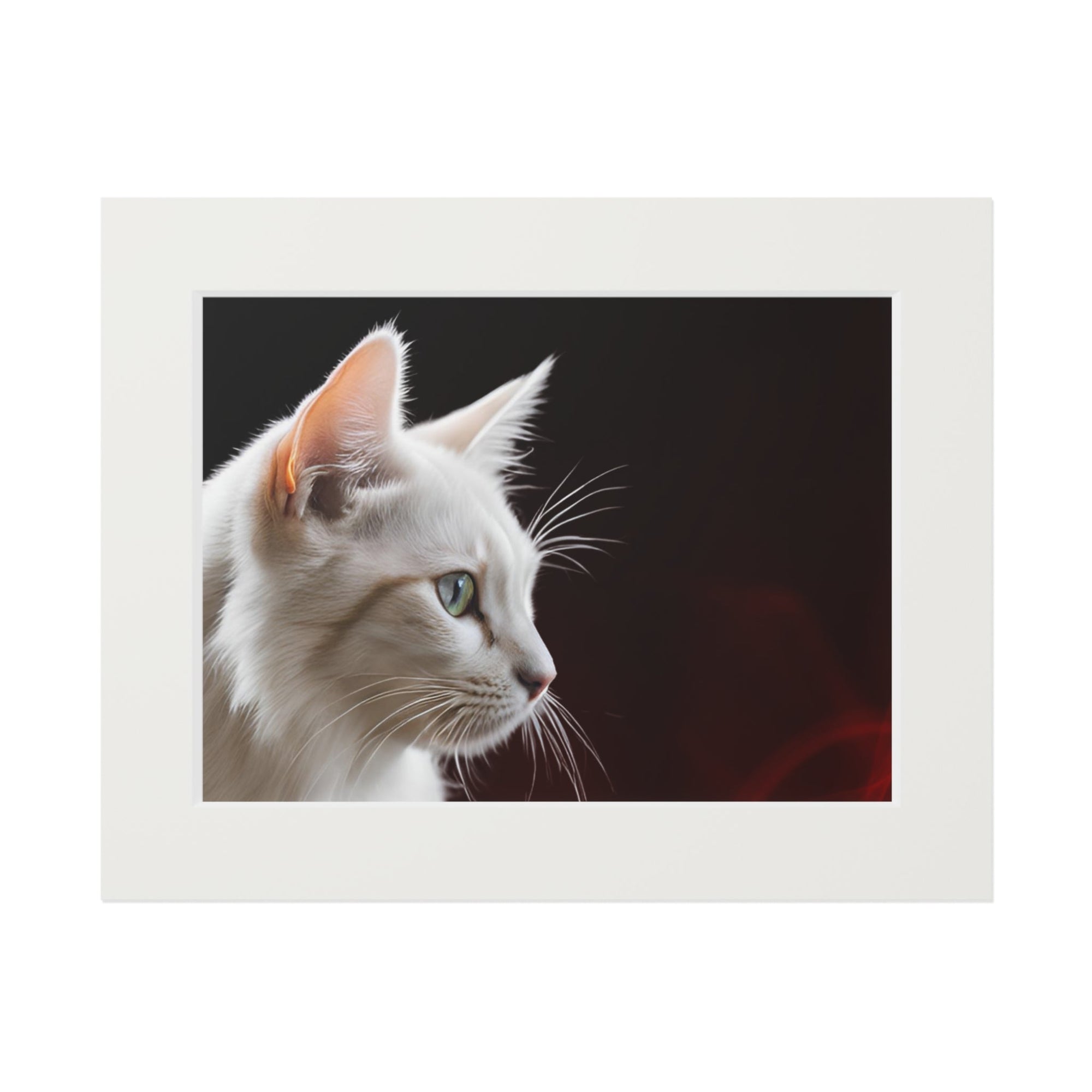 Wonderful White Cat Fine Art Print with Passepartout Frame Printify