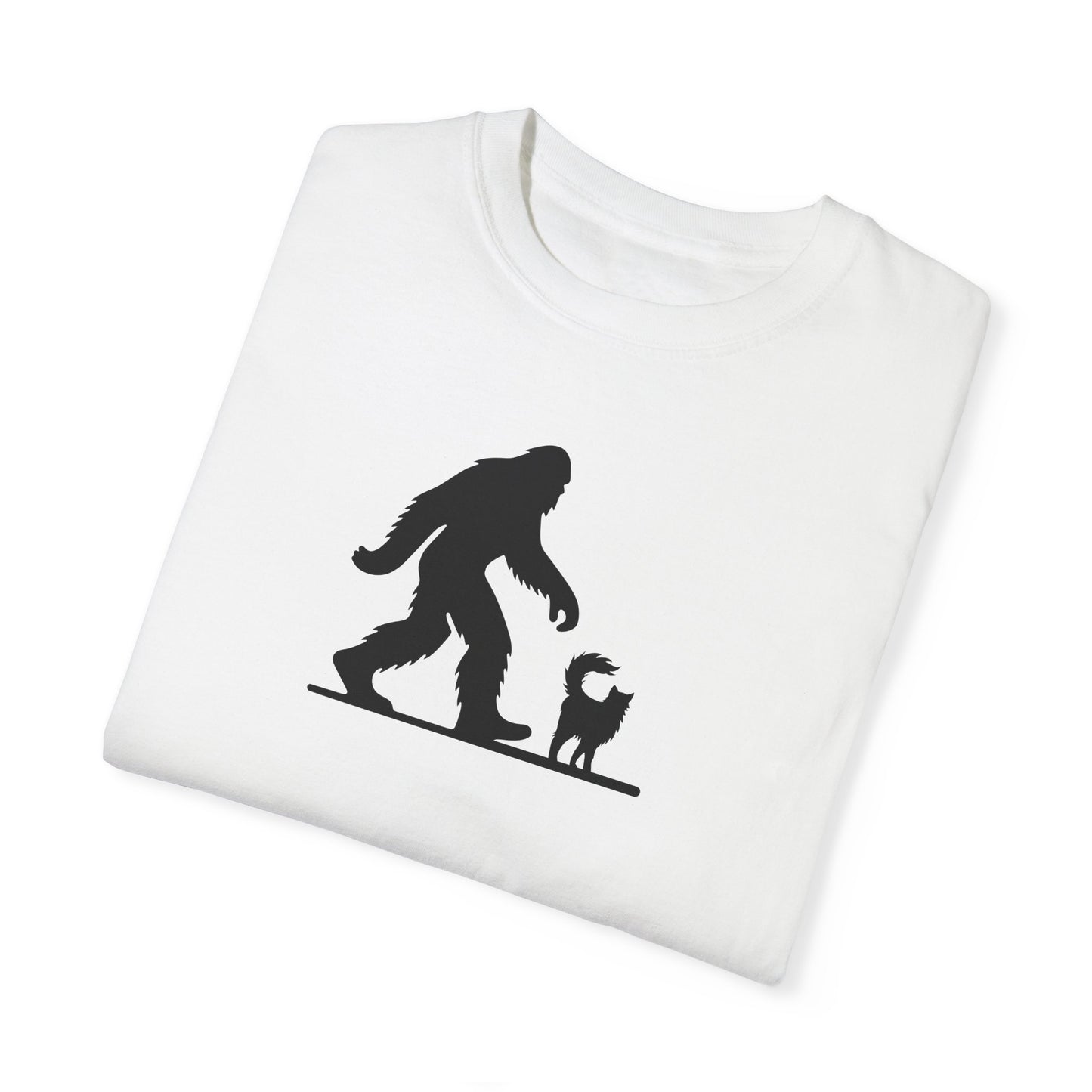 Bigfoot & Cat Unisex Garment-Dyed T-Shirt - Fun Casual Wear
