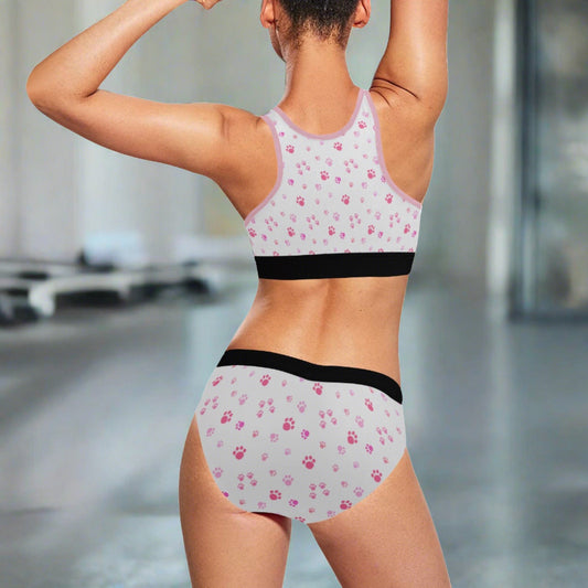Pink Paws Women's Sports Bra Yoga Set (Sets 13)