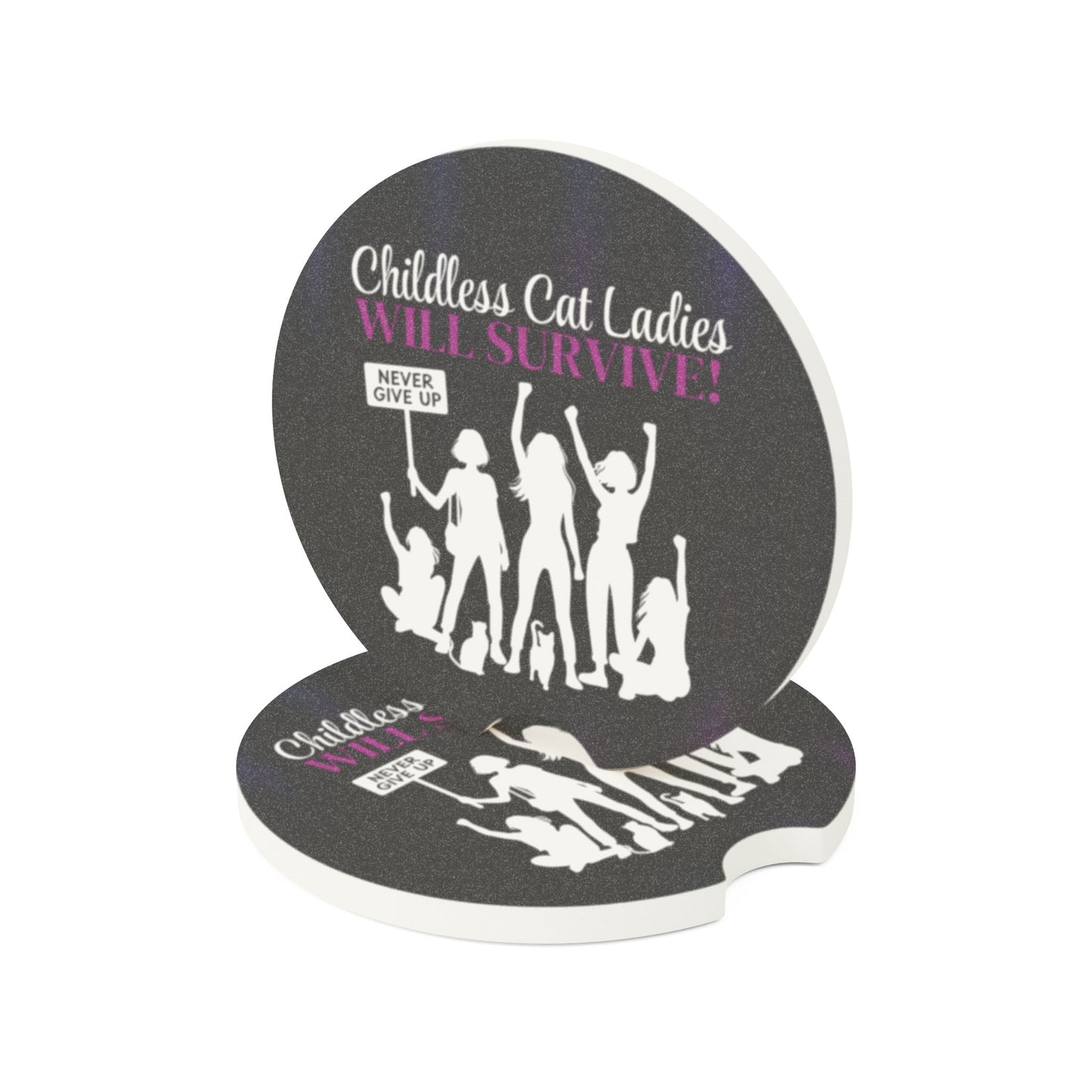 Childless Cat Ladies WILL Survive Soapstone Car Coaster