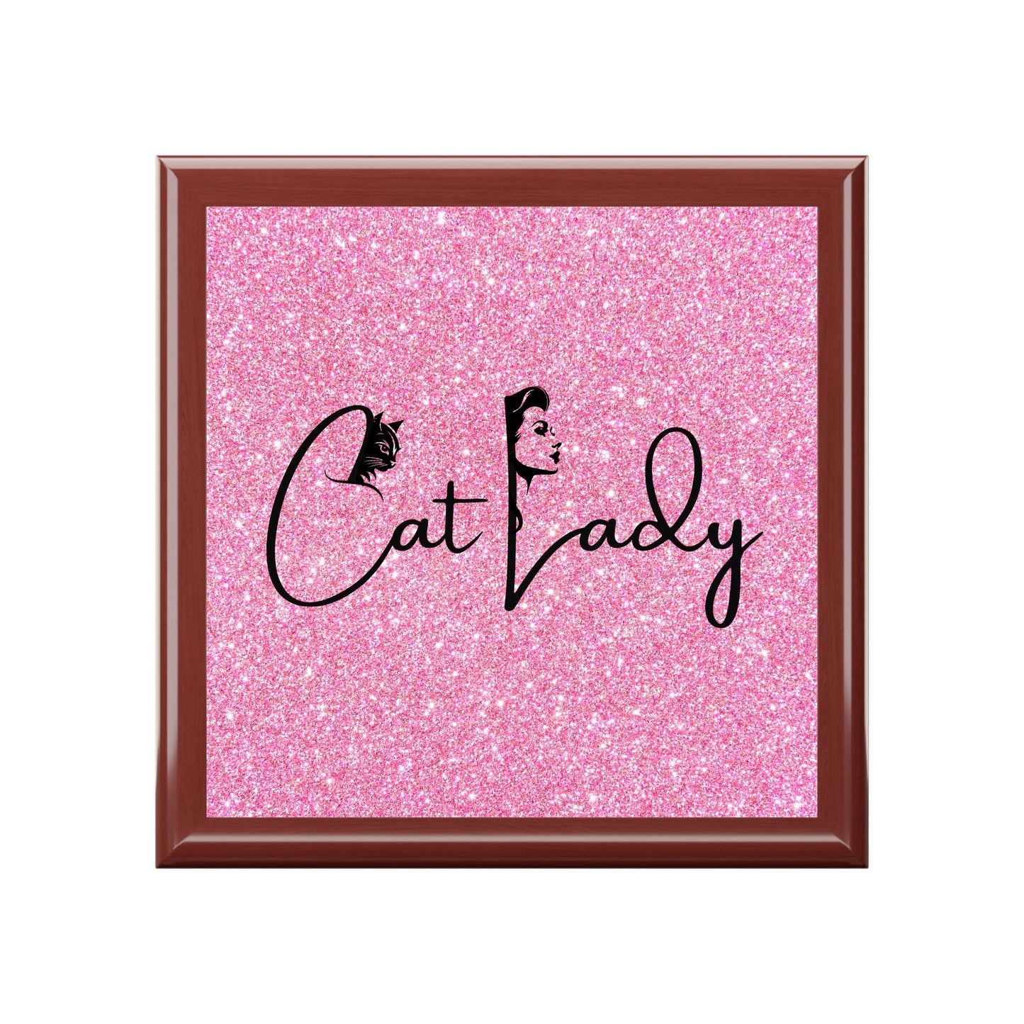Glittery Cat Lady Jewelry Box - Perfect Gift for Cat Lovers Printify