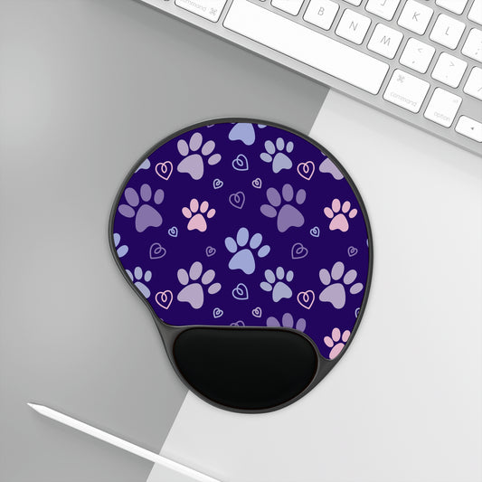 Purple Paw Delight Mouse Pad With Wrist Rest
