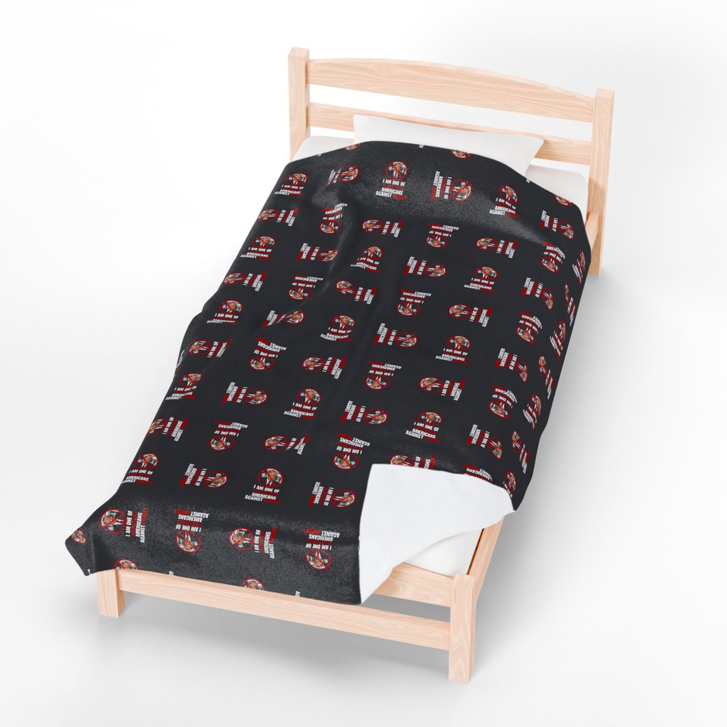 Cozy Velveteen Plush Blanket – Americans Against Trump Design Printify