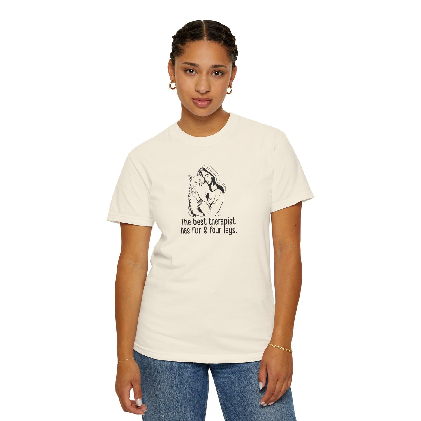 Cute Animal Therapy Unisex T-Shirt - "The Best Therapist Has Fur & Four Legs"