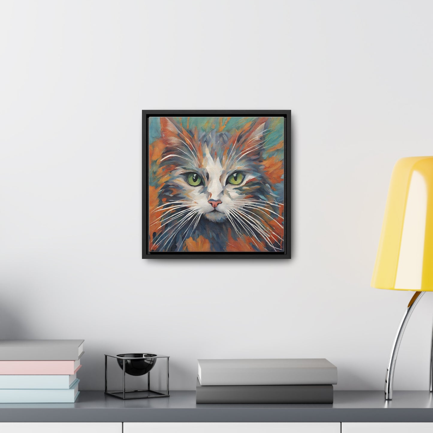 Watercolor Closeup Cat Gallery Canvas Wraps, Square Frame - Canvas - Epileptic Al’s Shop