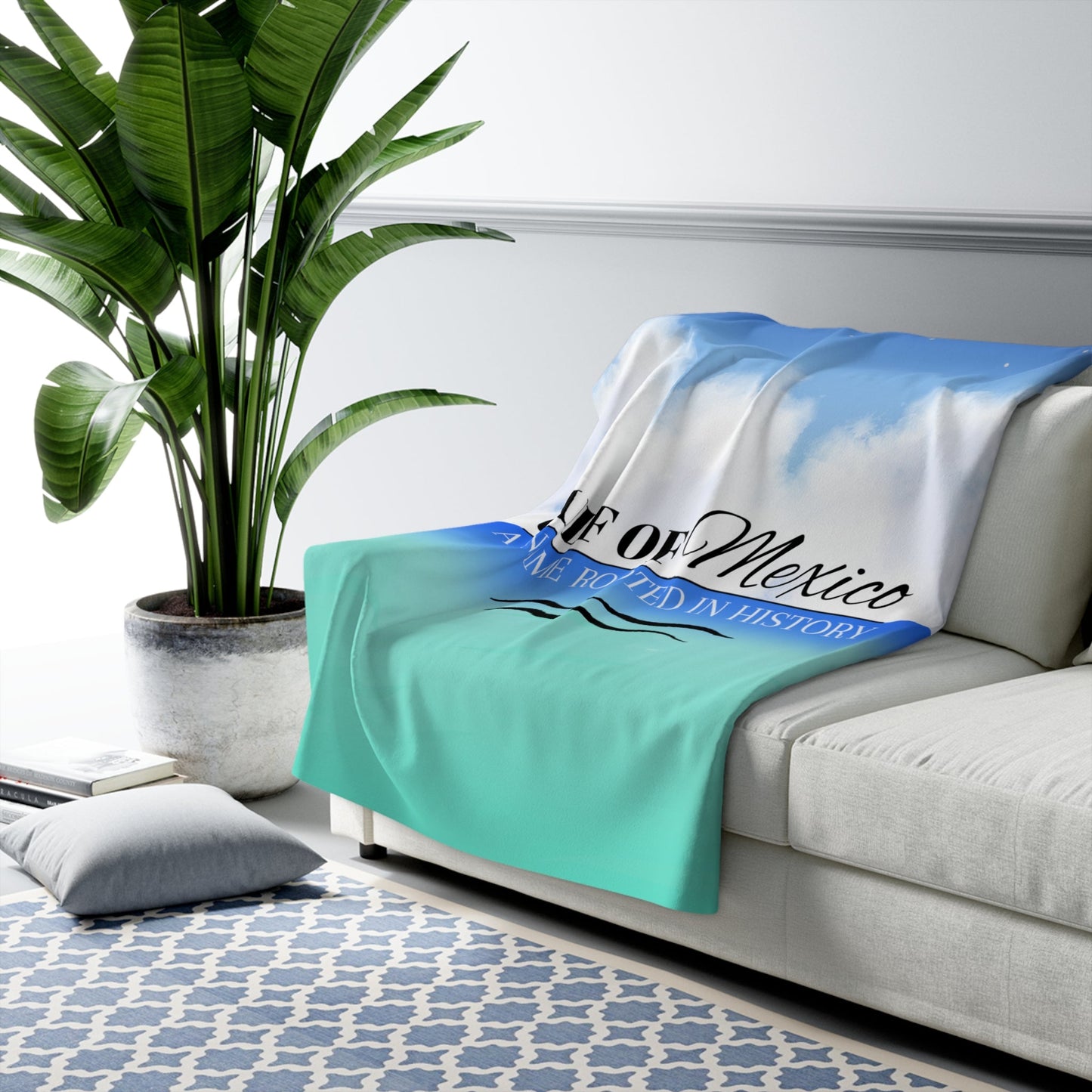 Gulf of Mexico Sherpa Fleece Blanket Printify