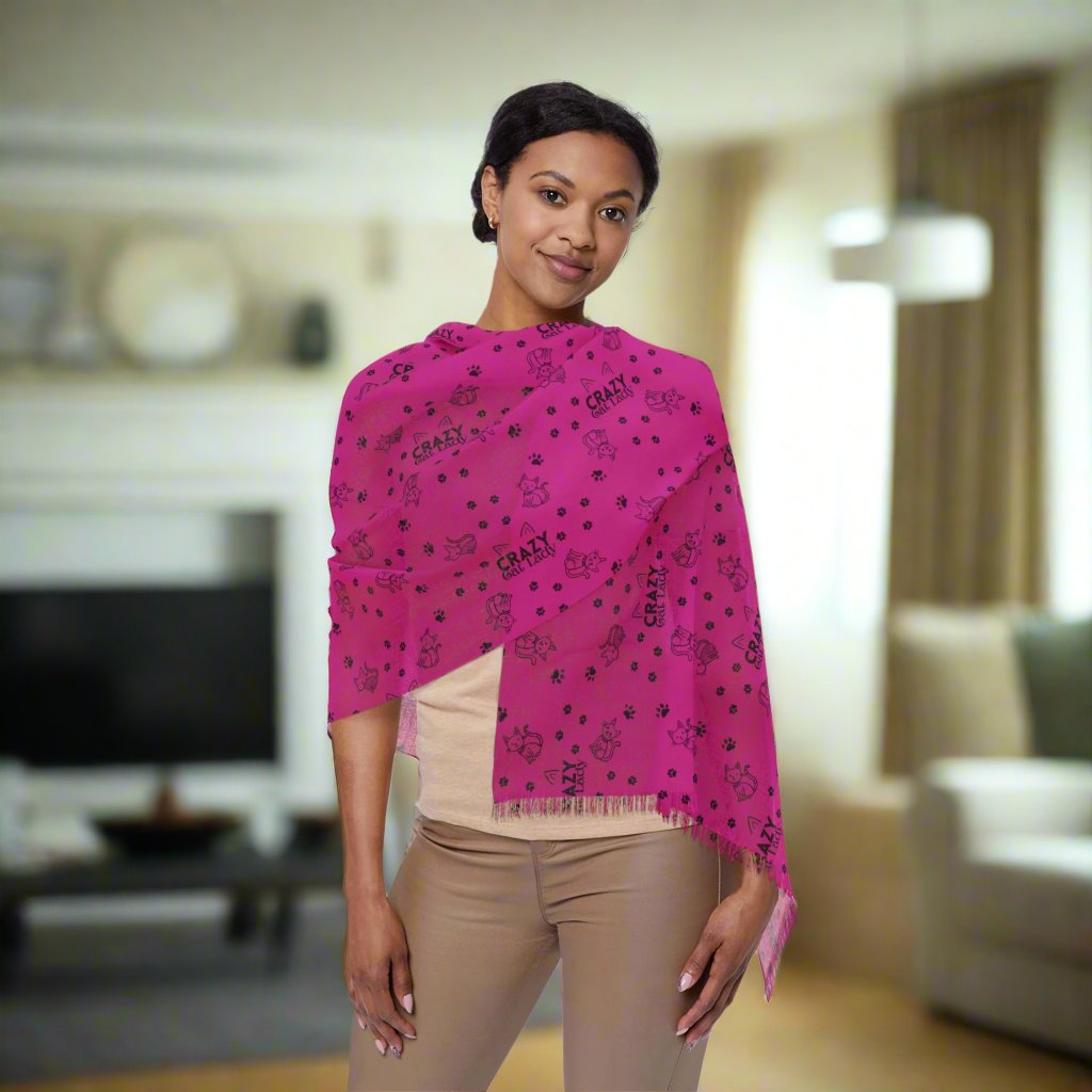 Photo depicting the Crazy Cat Lady Light Scarf from EpiAl's Shop.