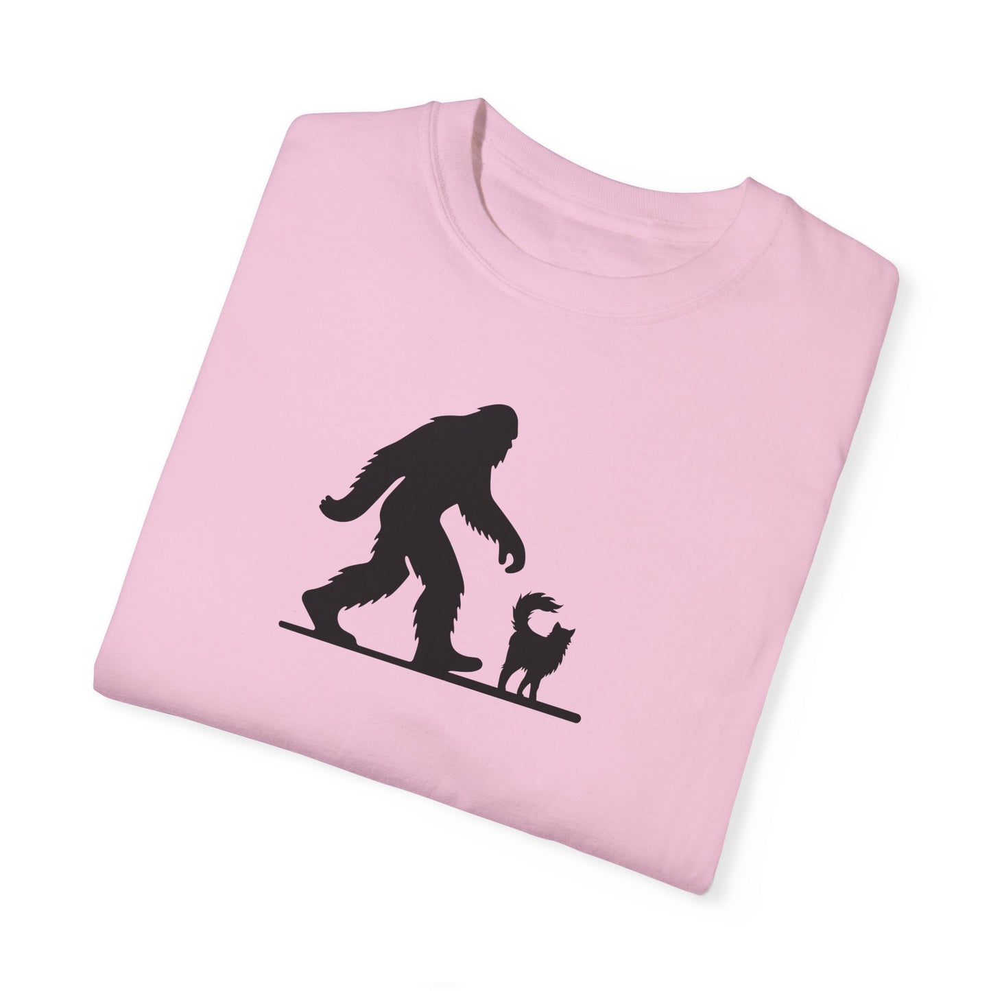 Bigfoot & Cat Unisex Garment-Dyed T-Shirt - Fun Casual Wear