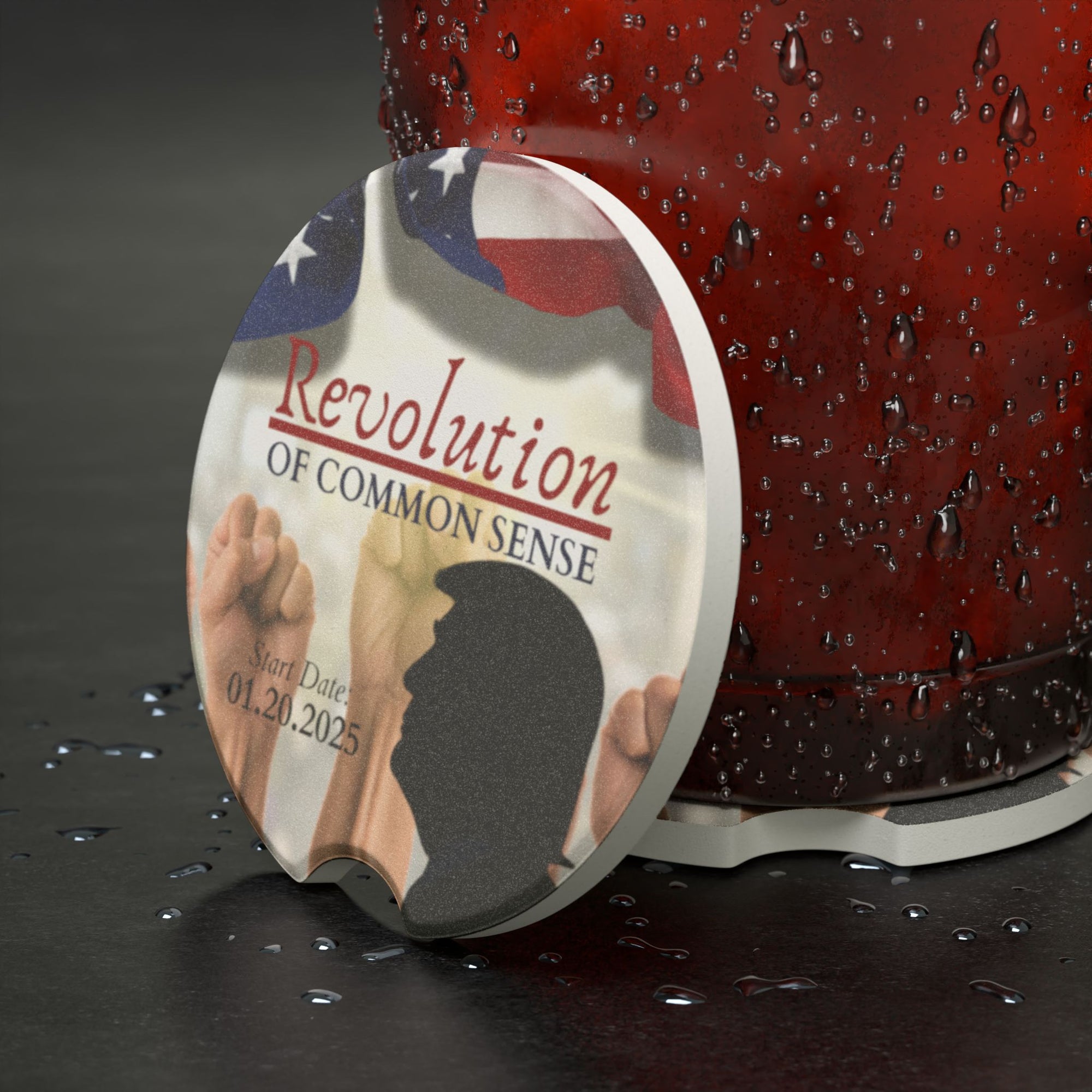 Trump Revolution of Common Sense Soapstone Car Coaster