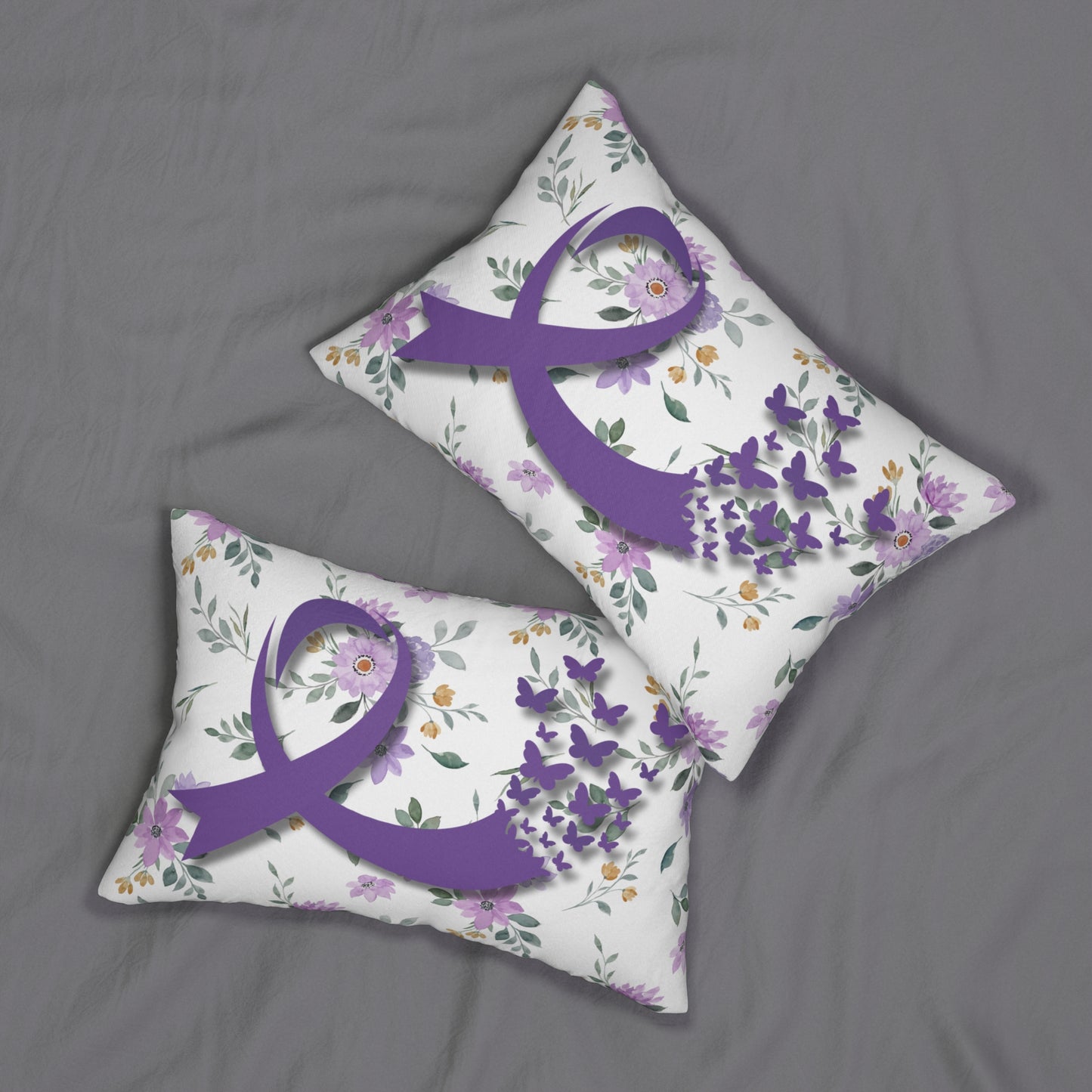 Purple Ribbon Spun Polyester Lumbar Pillow