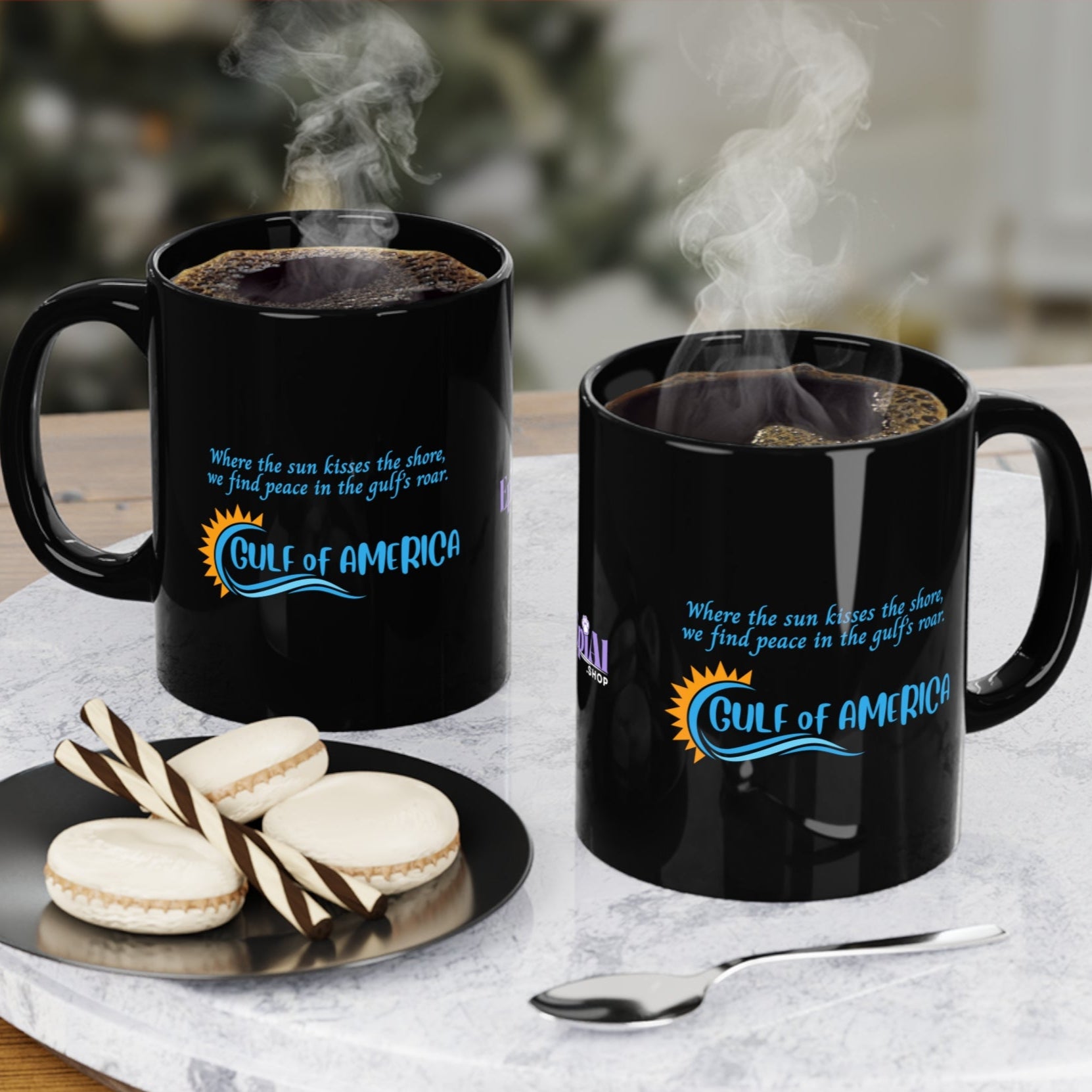 American Gulf Coffee Mug – 11oz Black Ceramic