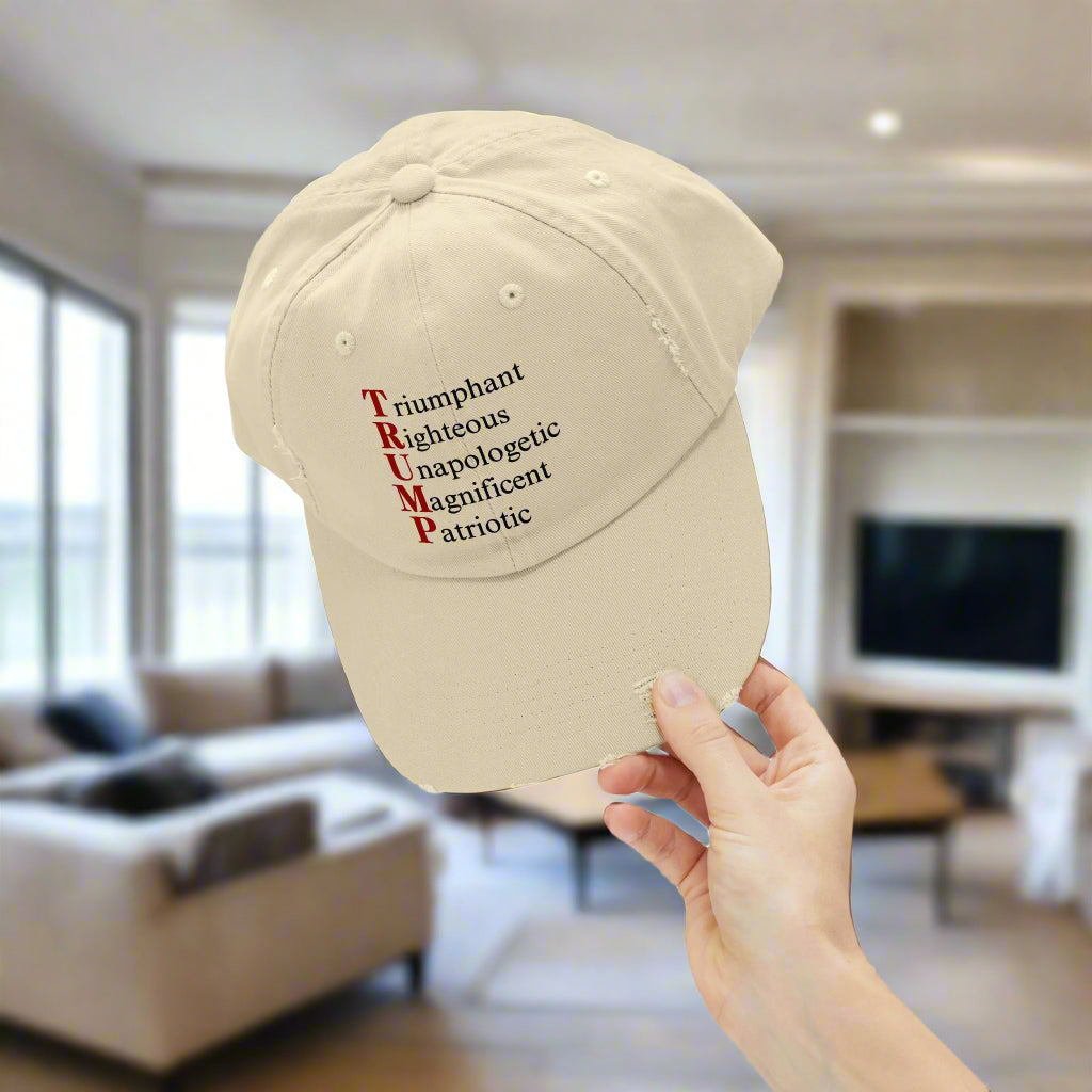 Unisex Distressed Cap - TRIUMP Patriotic Hat for Freedom Lovers Printify