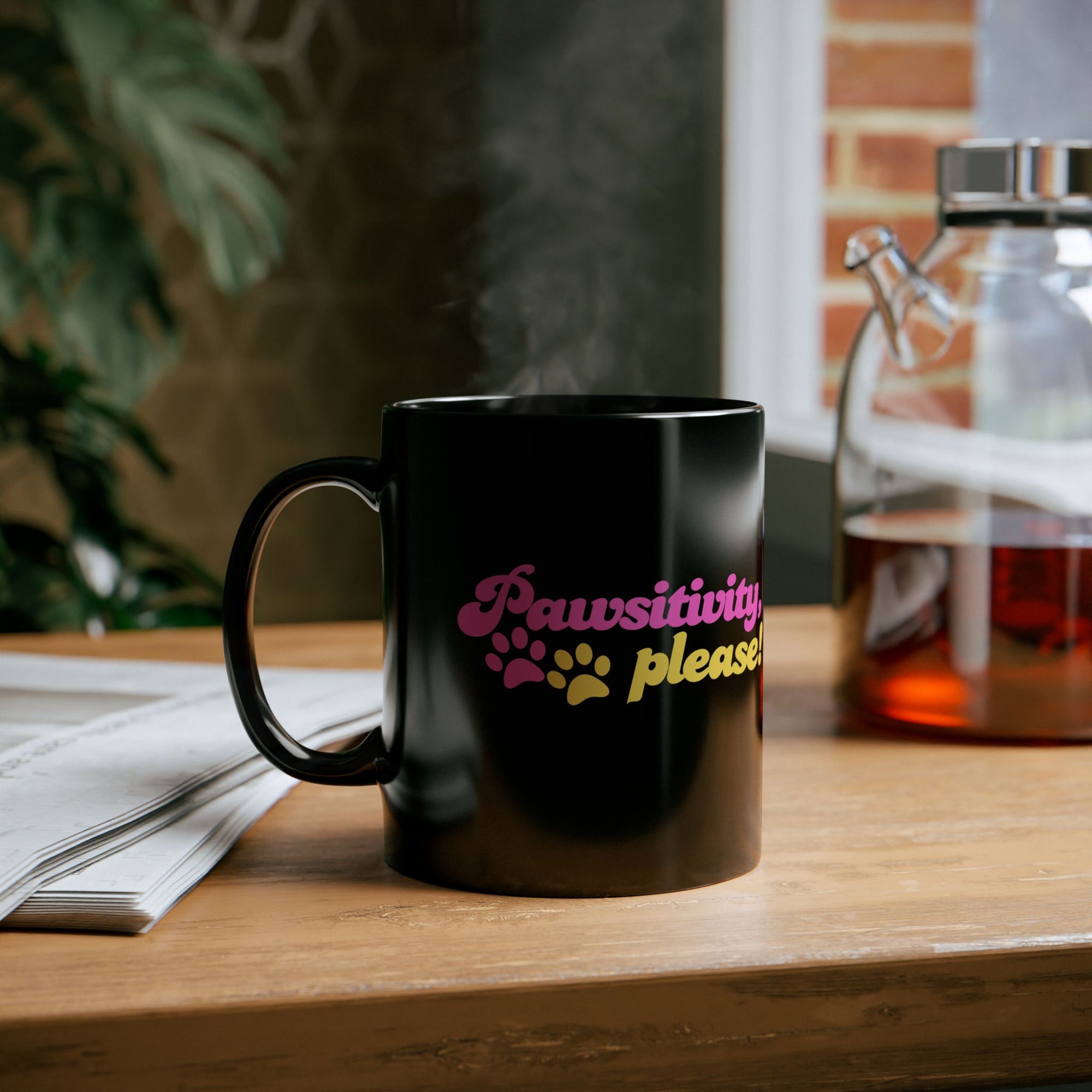 Pawsitivity Mug | Black Coffee Cup