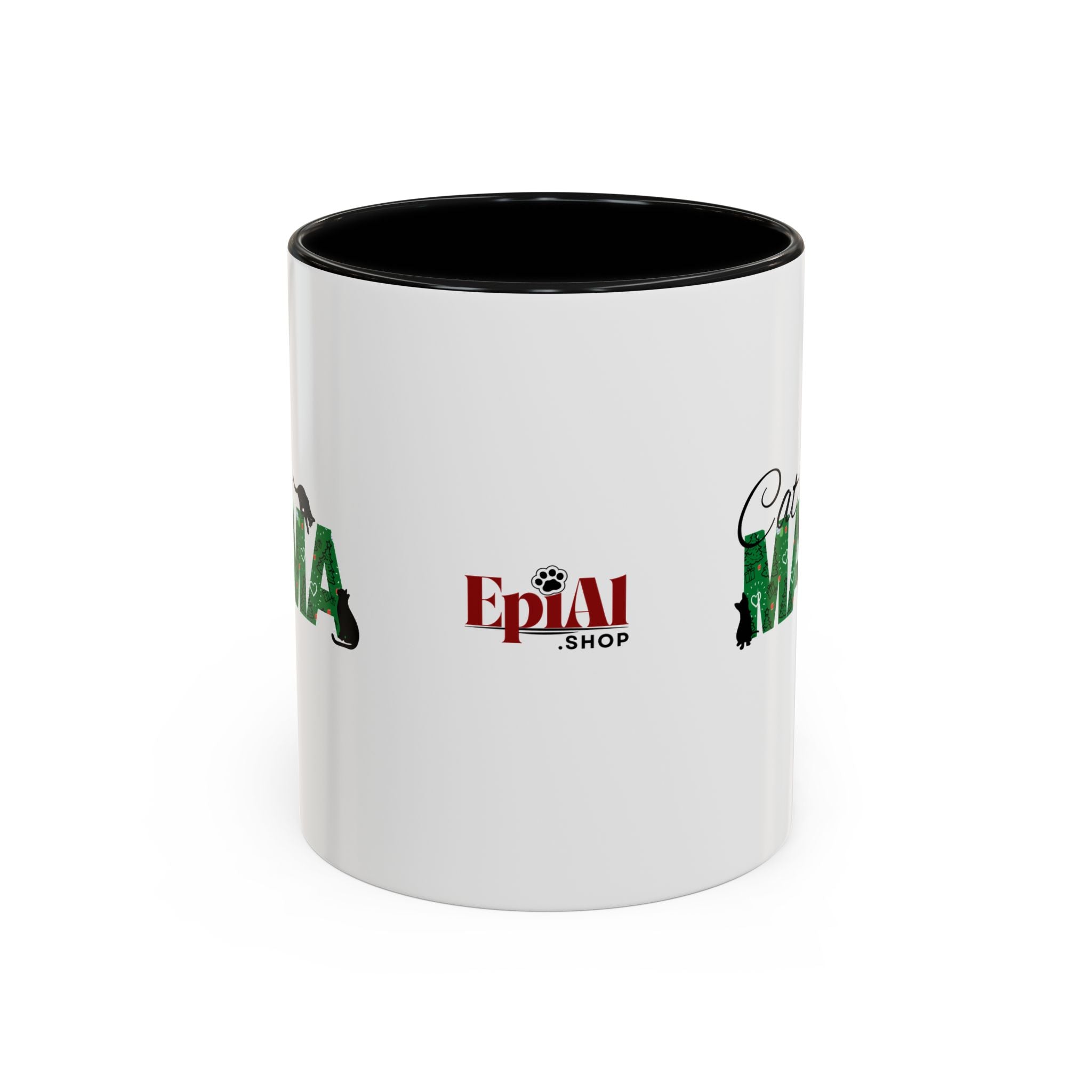Photo depicting the Christmas Cat Mama Accent Coffee Mug (11, 15oz) from EpiAl's Shop.