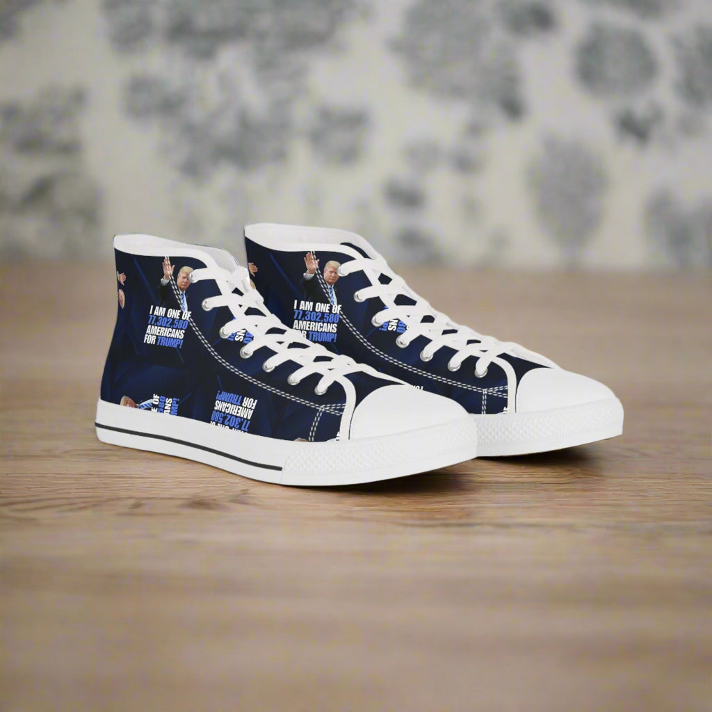 Men's High Top Sneakers – 'I Am One of the Americans for Trump' Statement Shoes Printify