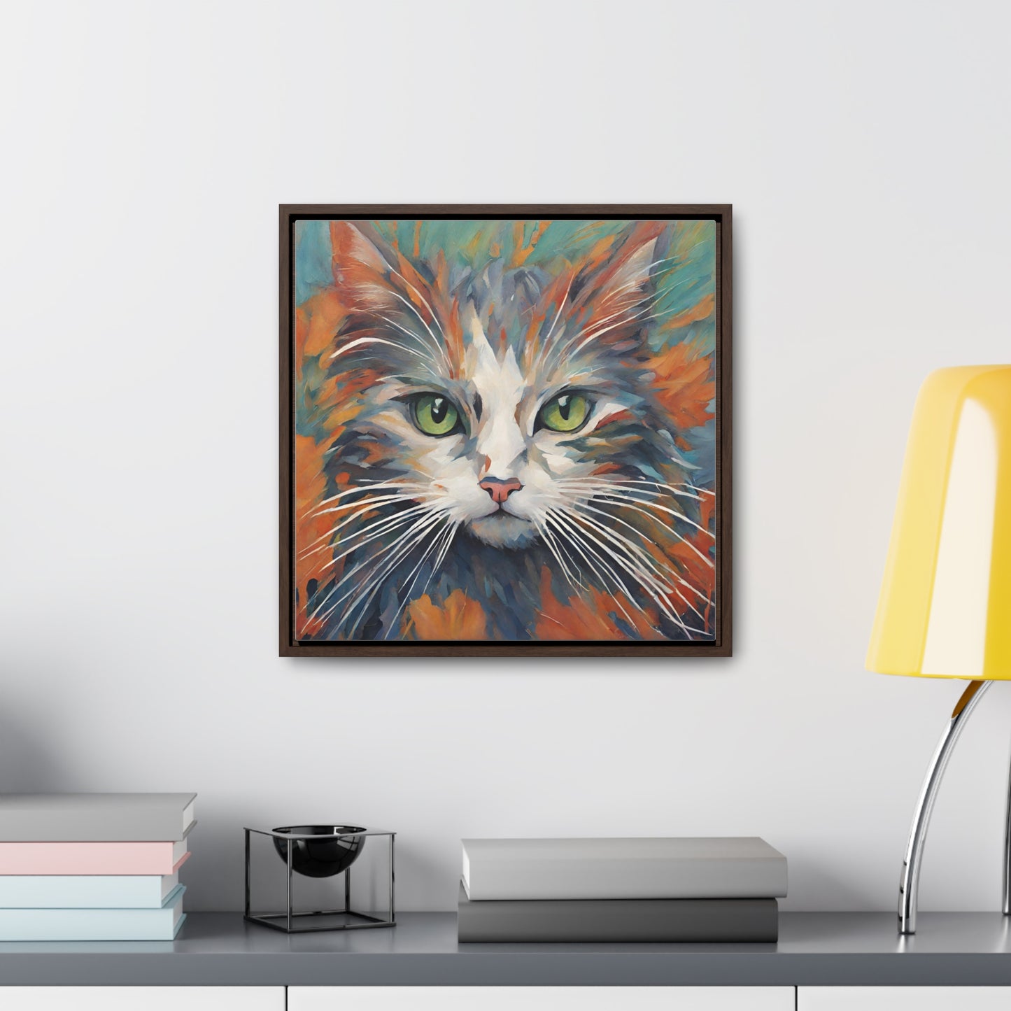 Watercolor Closeup Cat Gallery Canvas Wraps, Square Frame - Canvas - Epileptic Al’s Shop