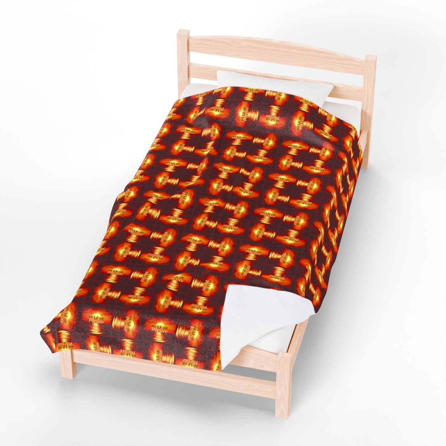Cozy Velveteen Plush Blanket - Sunset Gulf of Mexico Design Printify