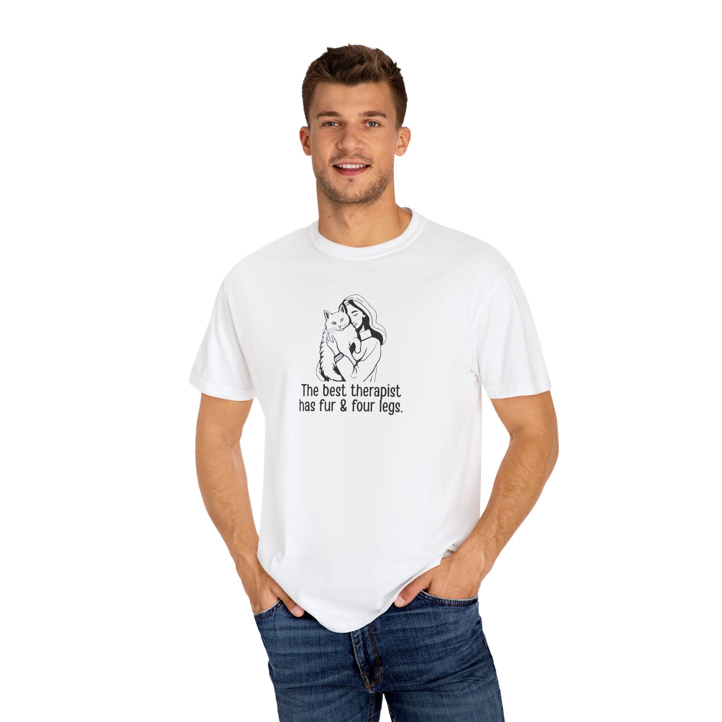Cute Animal Therapy Unisex T-Shirt - "The Best Therapist Has Fur & Four Legs"