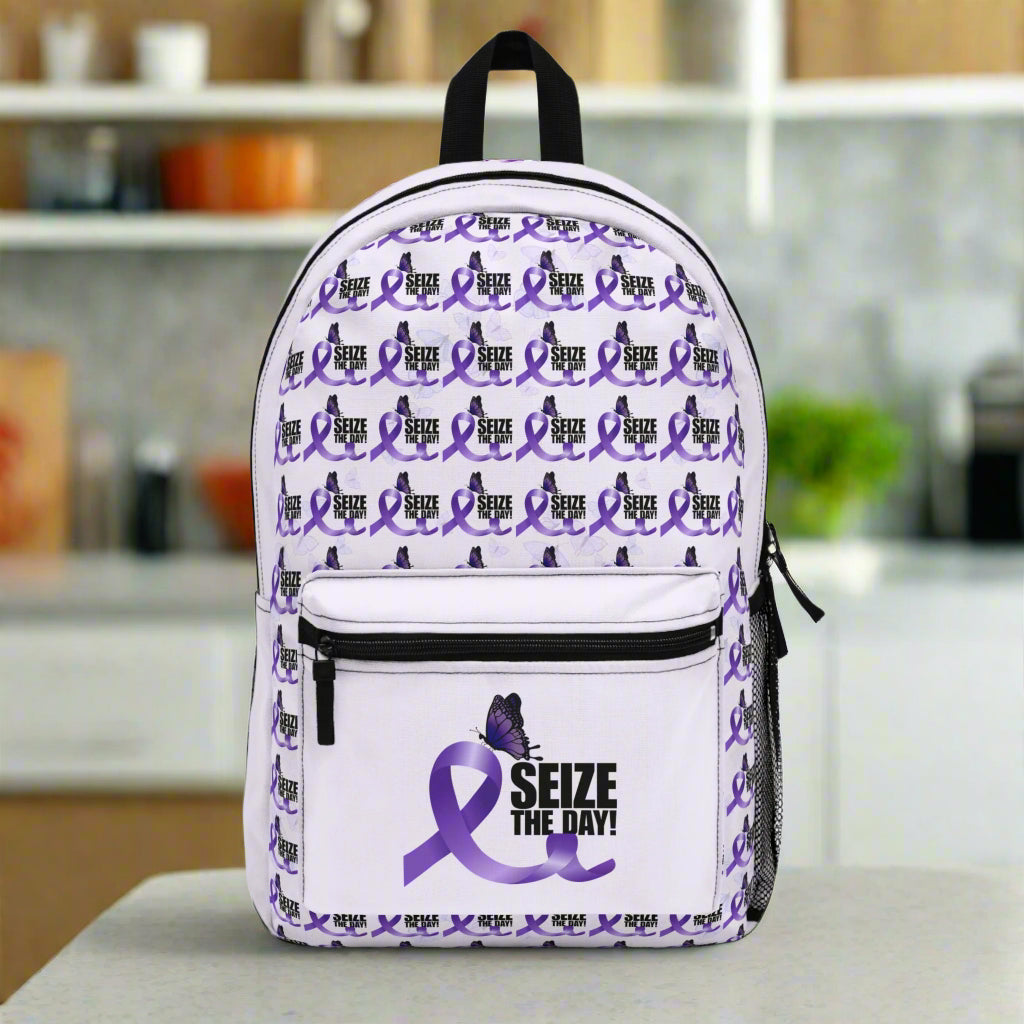 Purple Ribbon Seize the Day Backpack