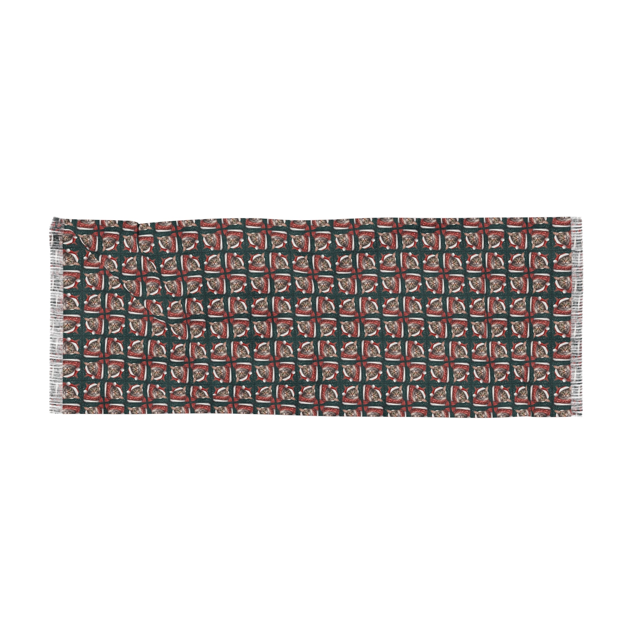 Photo depicting the Retro Kitty Christmas Light Scarf from EpiAl's Shop.