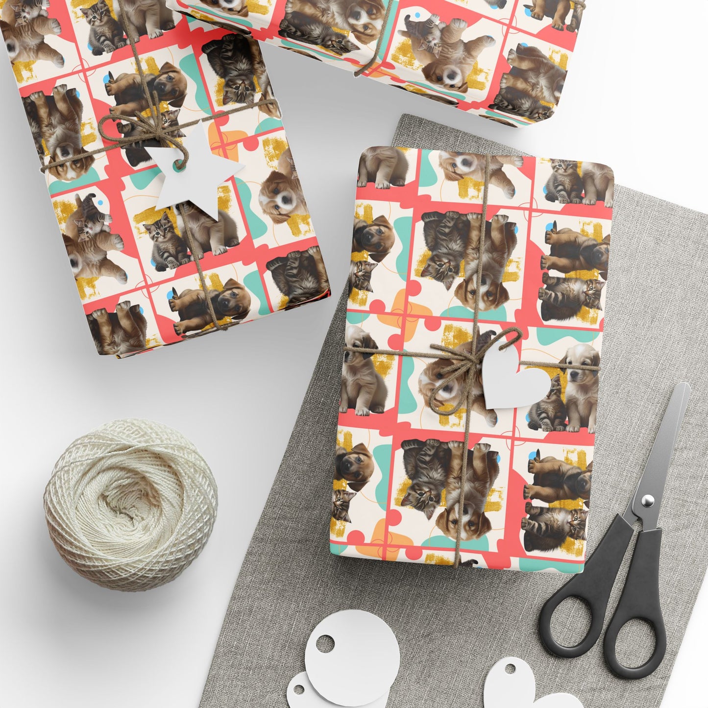 Colorful Puppy & Kitty Wrapping Papers